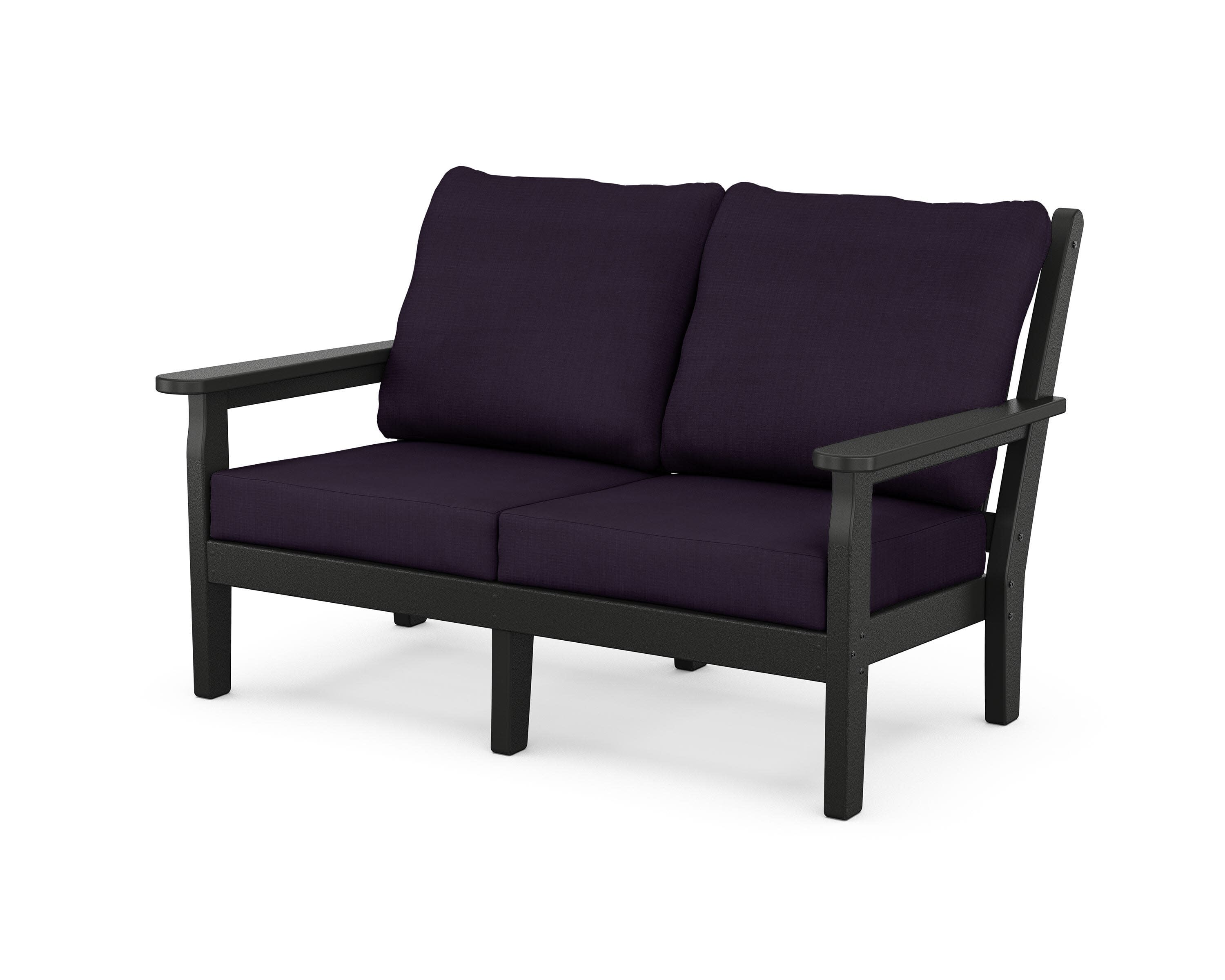 Chippendale Deep Seating Loveseat in Black / Navy Linen