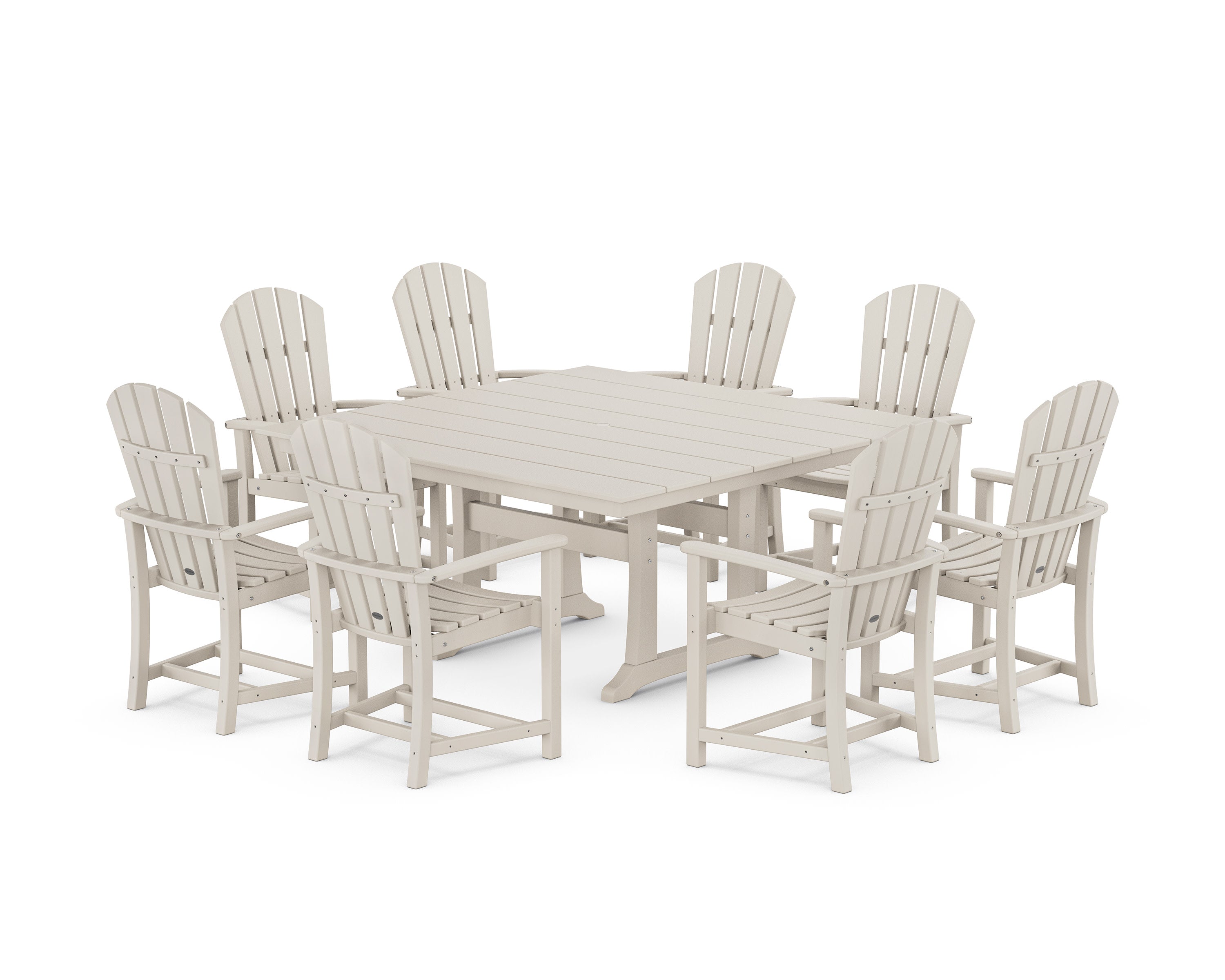 Palm Coast 9-Piece Square Farmhouse Dining Set with Trestle Legs in Sand