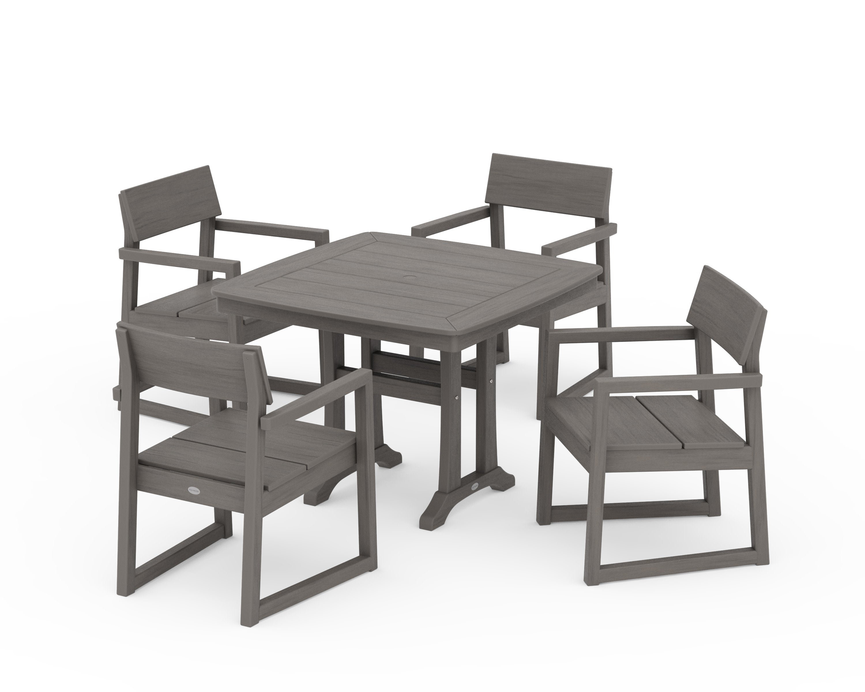 EDGE 5-Piece Dining Set with Trestle Legs in Driftwood