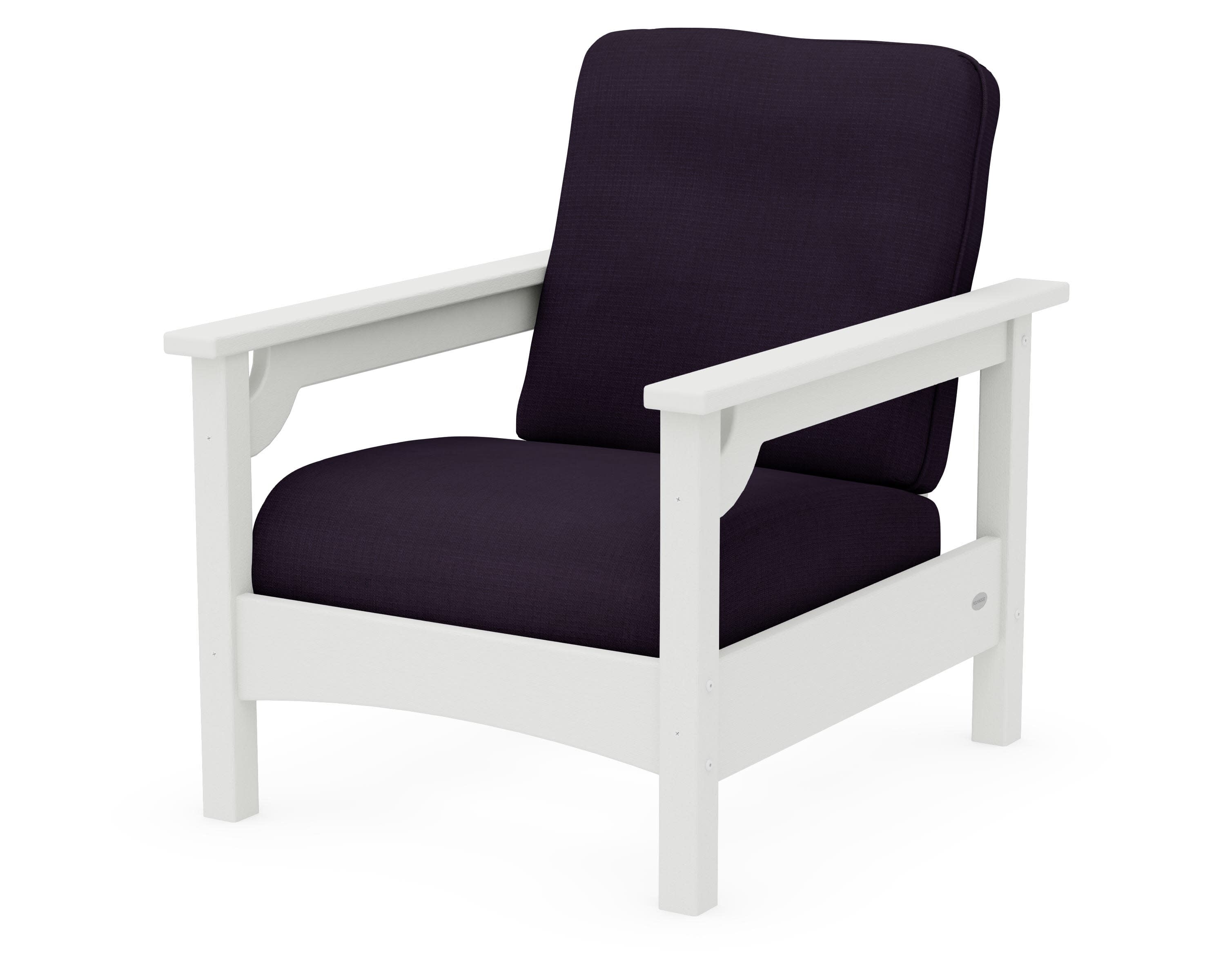Club Chair in Vintage White / Navy Linen