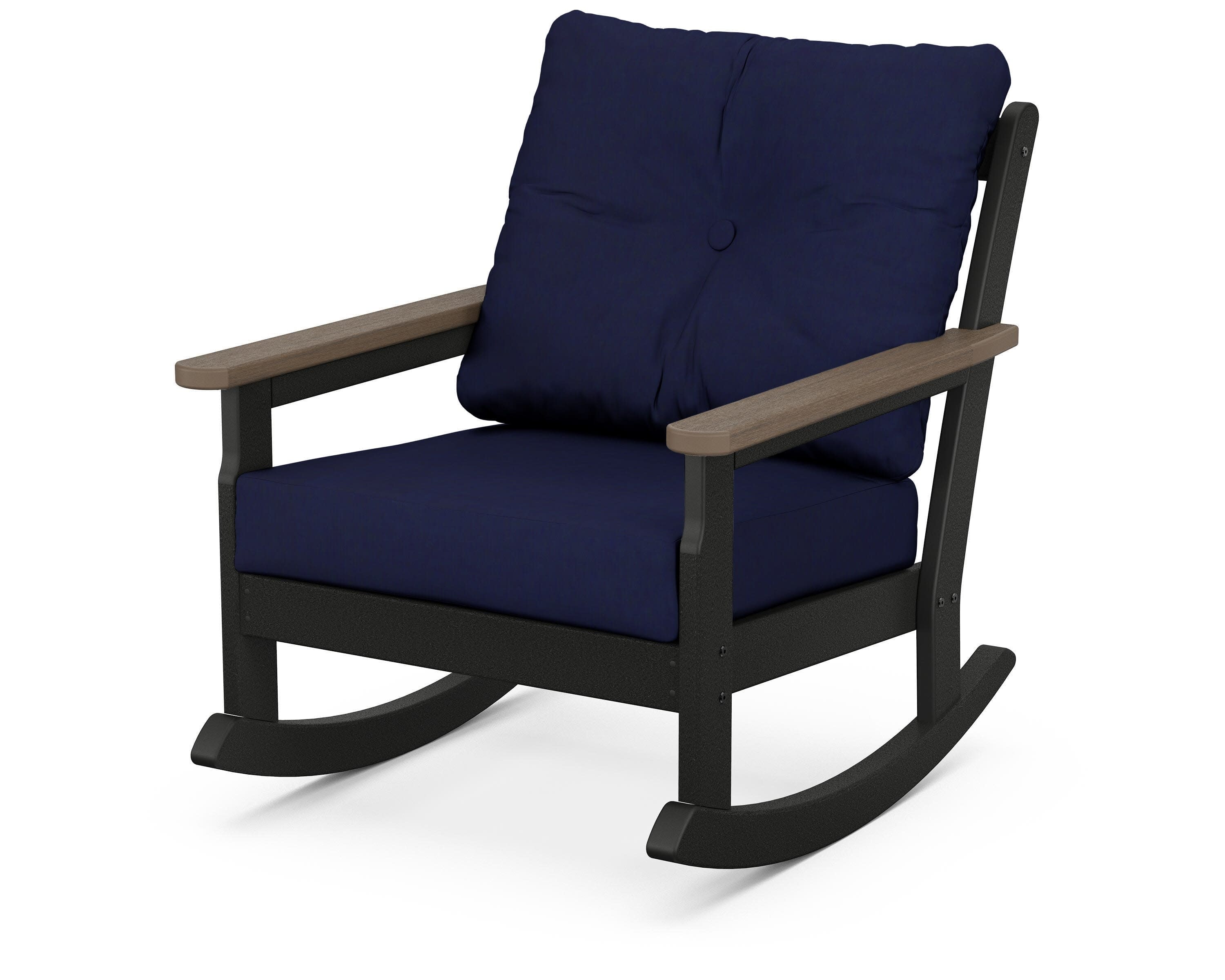 Vineyard Deep Seating Rocking Chair in Black / Kona / Navy