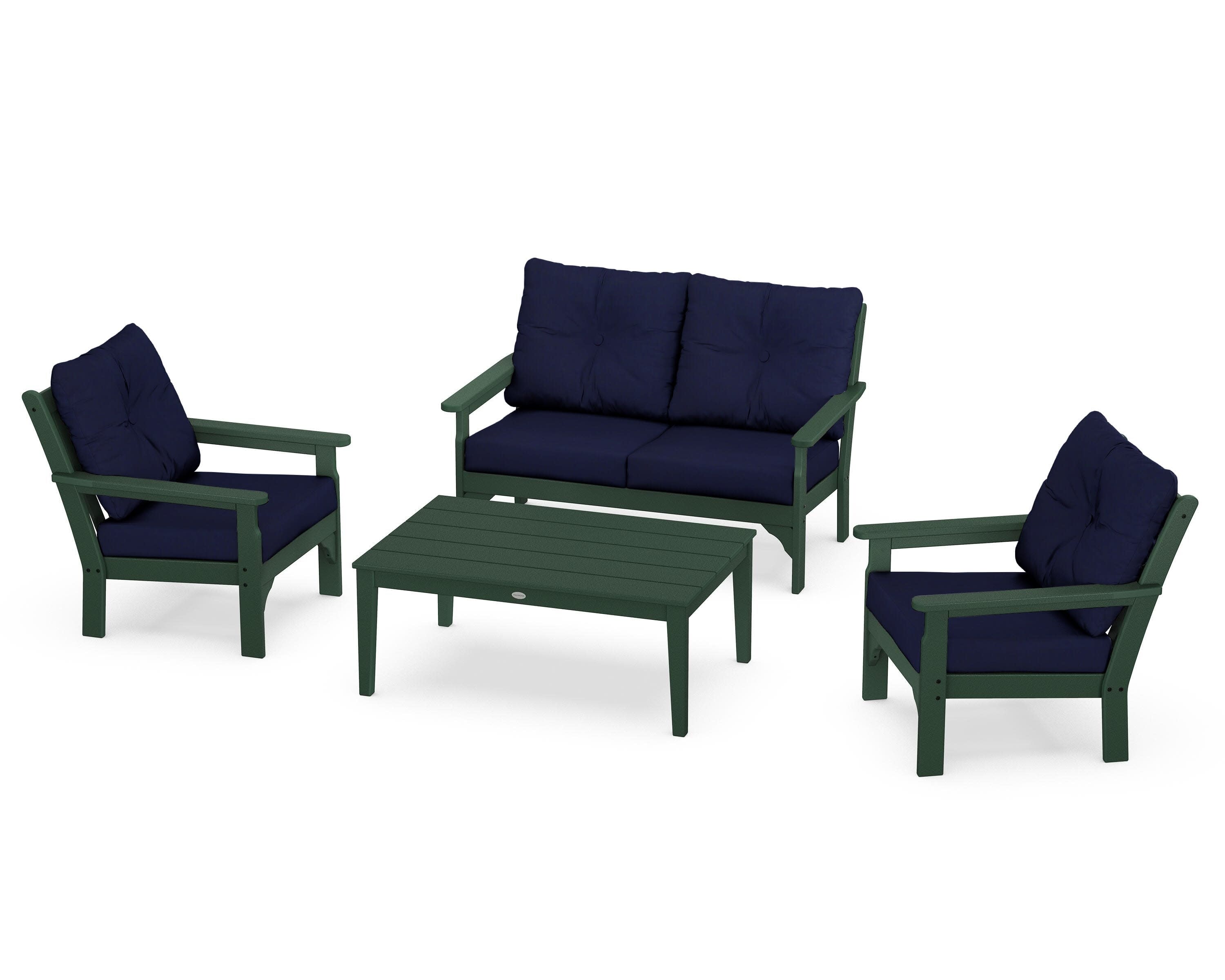 Vineyard 4-Piece Deep Seating Set in Green / Navy