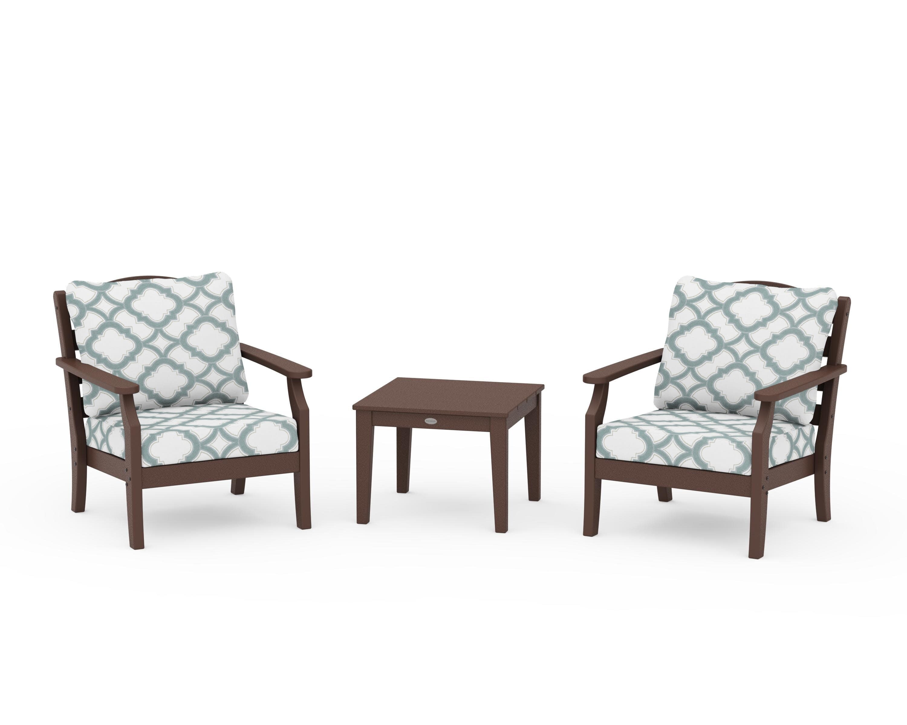 Savannah 3-Piece Deep Seating Set in Mahogany / Trellis Glacier Spa