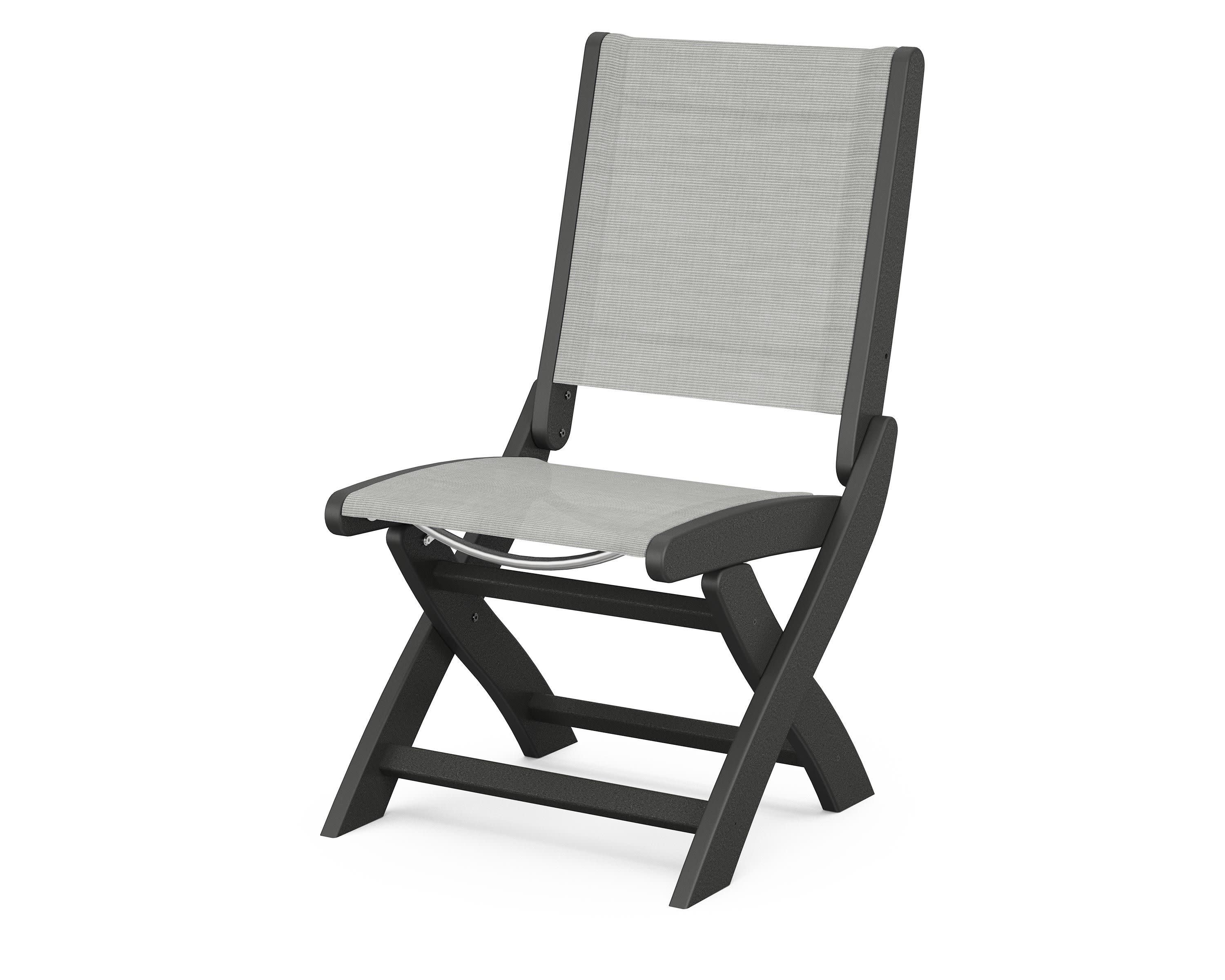 Coastal Folding Side Chair in Black / Metallic Sling