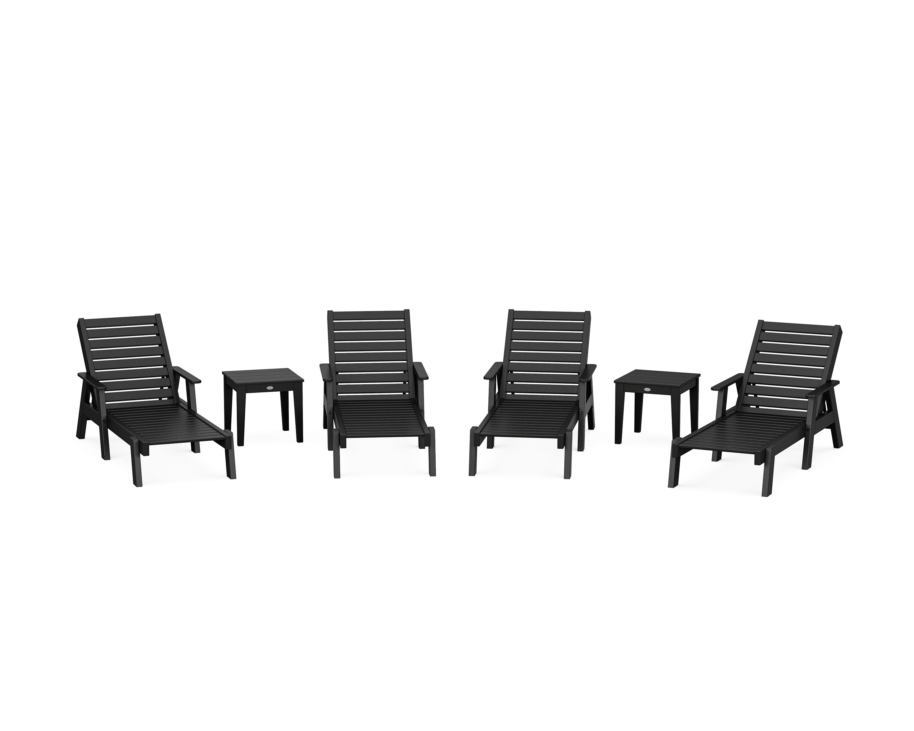 Captain Chaise 6-Piece Set with Arms in Black