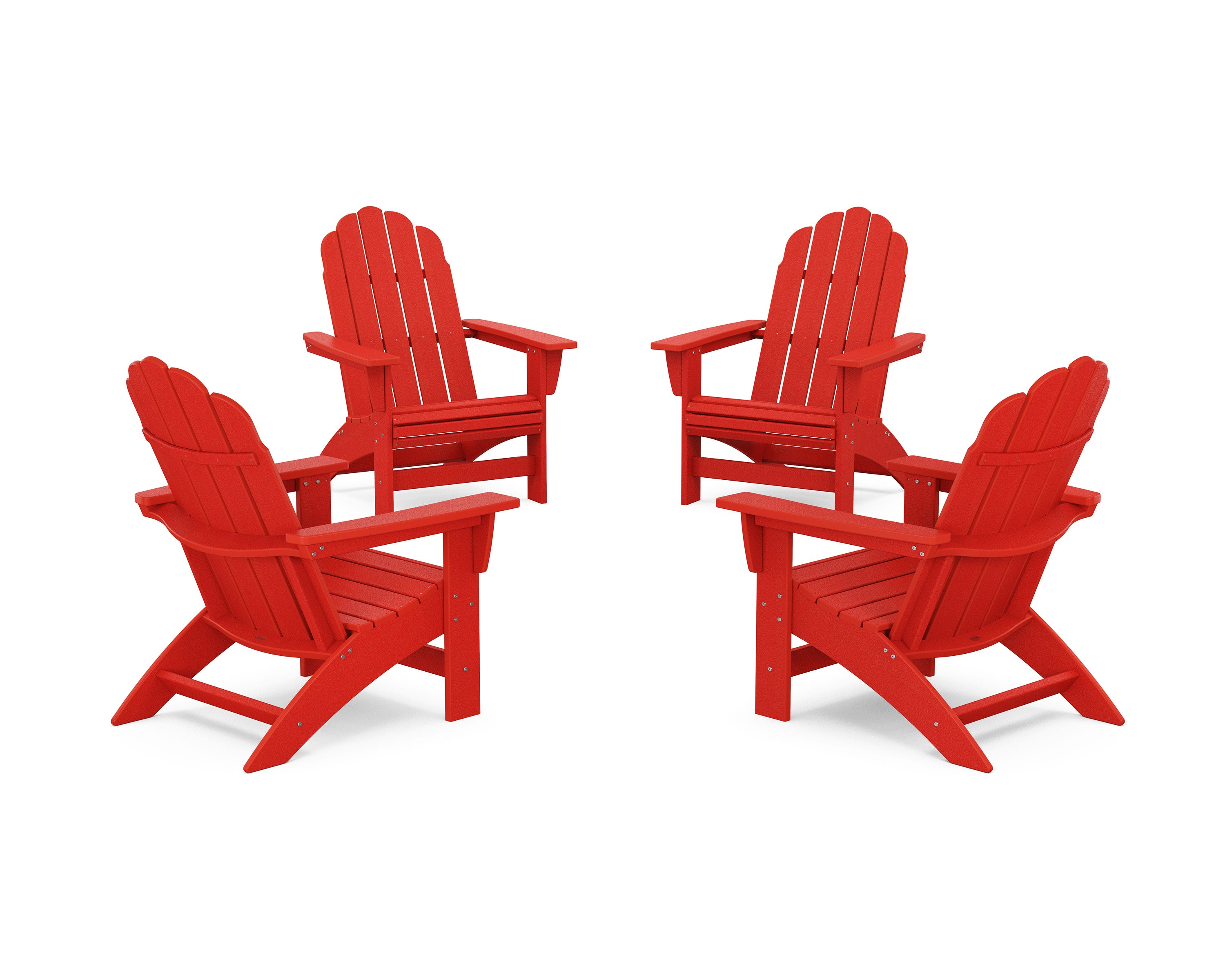 4-Piece Vineyard Grand Adirondack Chair Conversation Set in Sunset Red