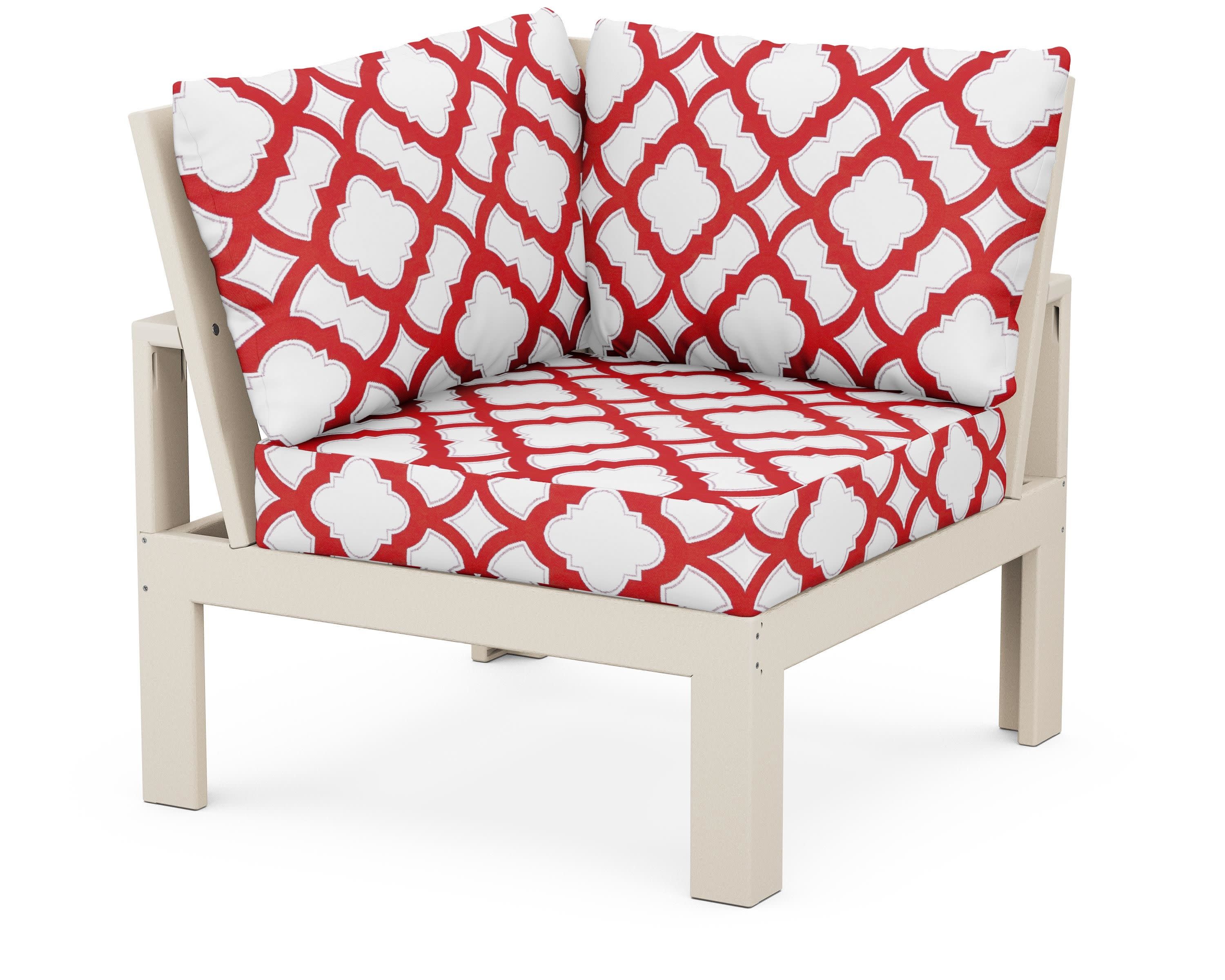 Modular Corner Chair in Sand / Trellis Crimson