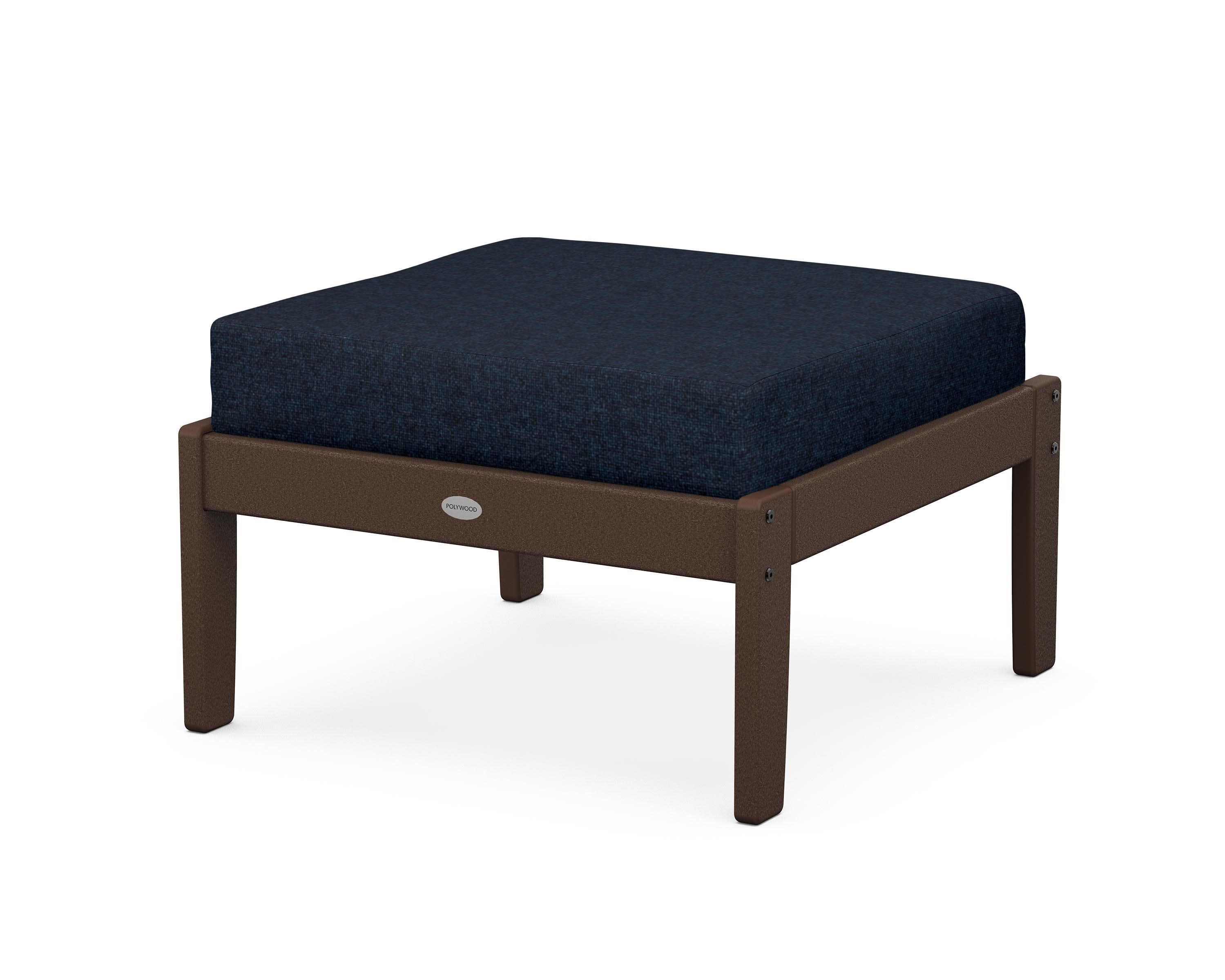 Braxton Deep Seating Ottoman in Mahogany / Marine Indigo