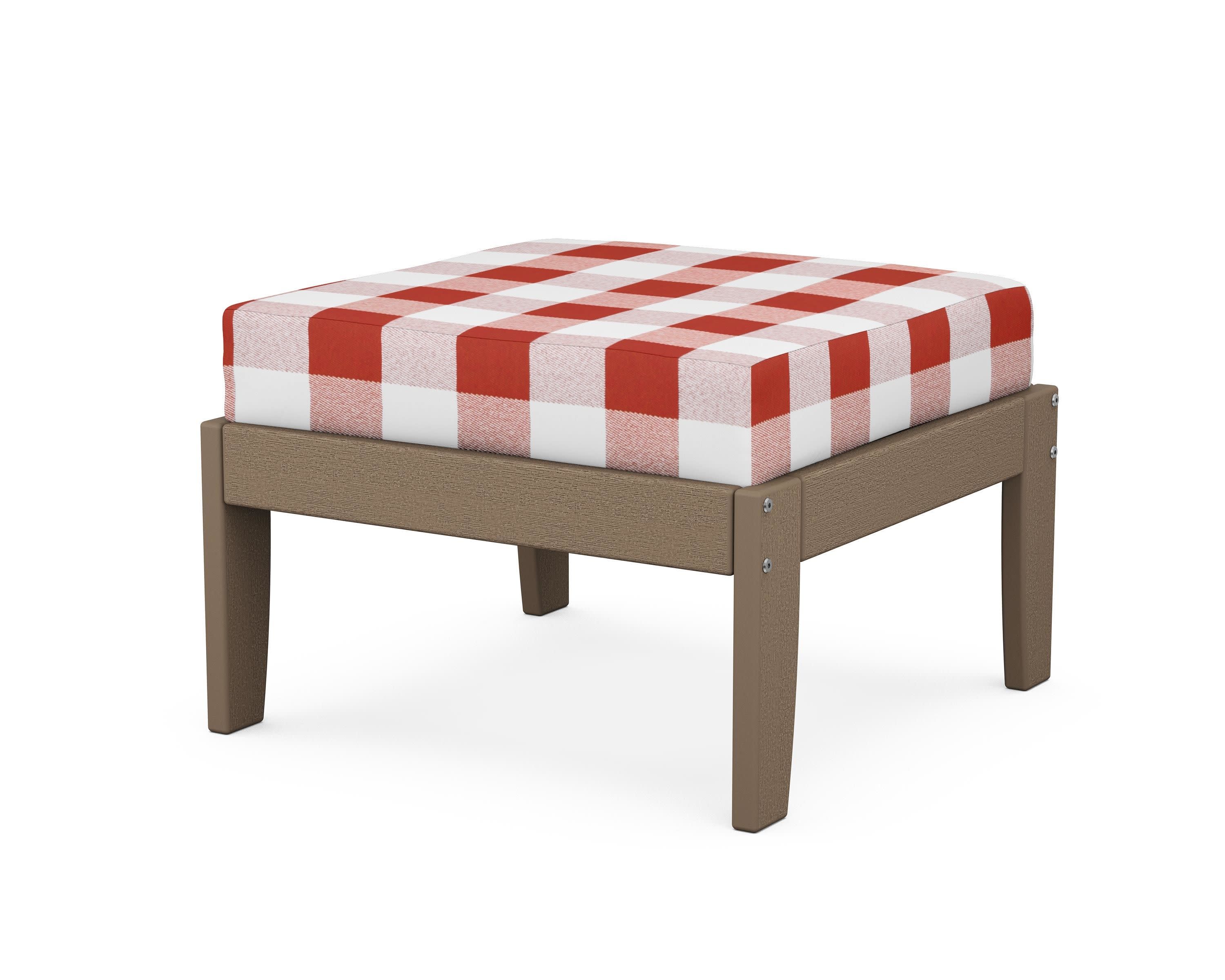 Modular Ottoman - Classic in Vintage Sahara / Buffalo Plaid Crimson