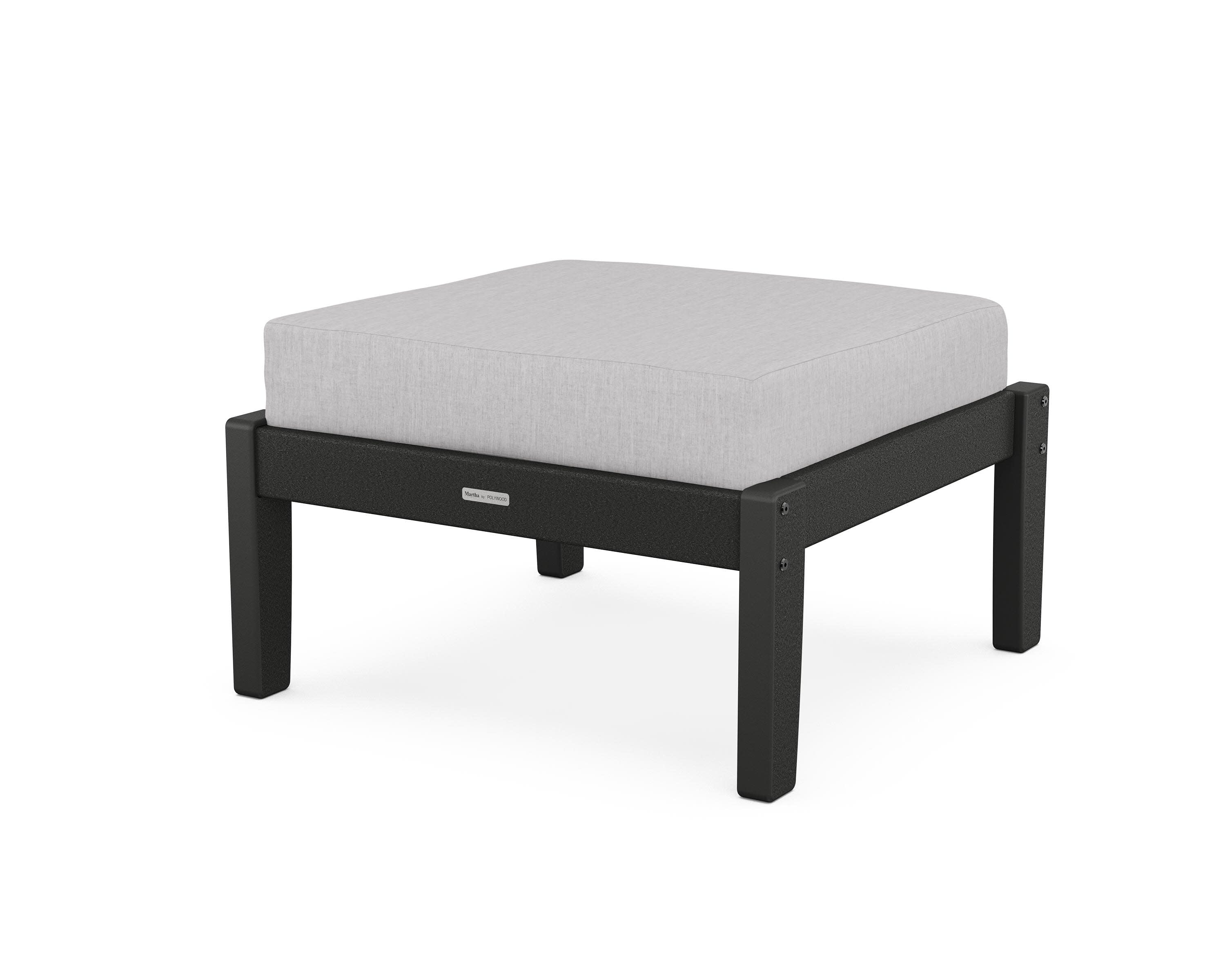 Chinoiserie Deep Seating Ottoman in Black / Granite