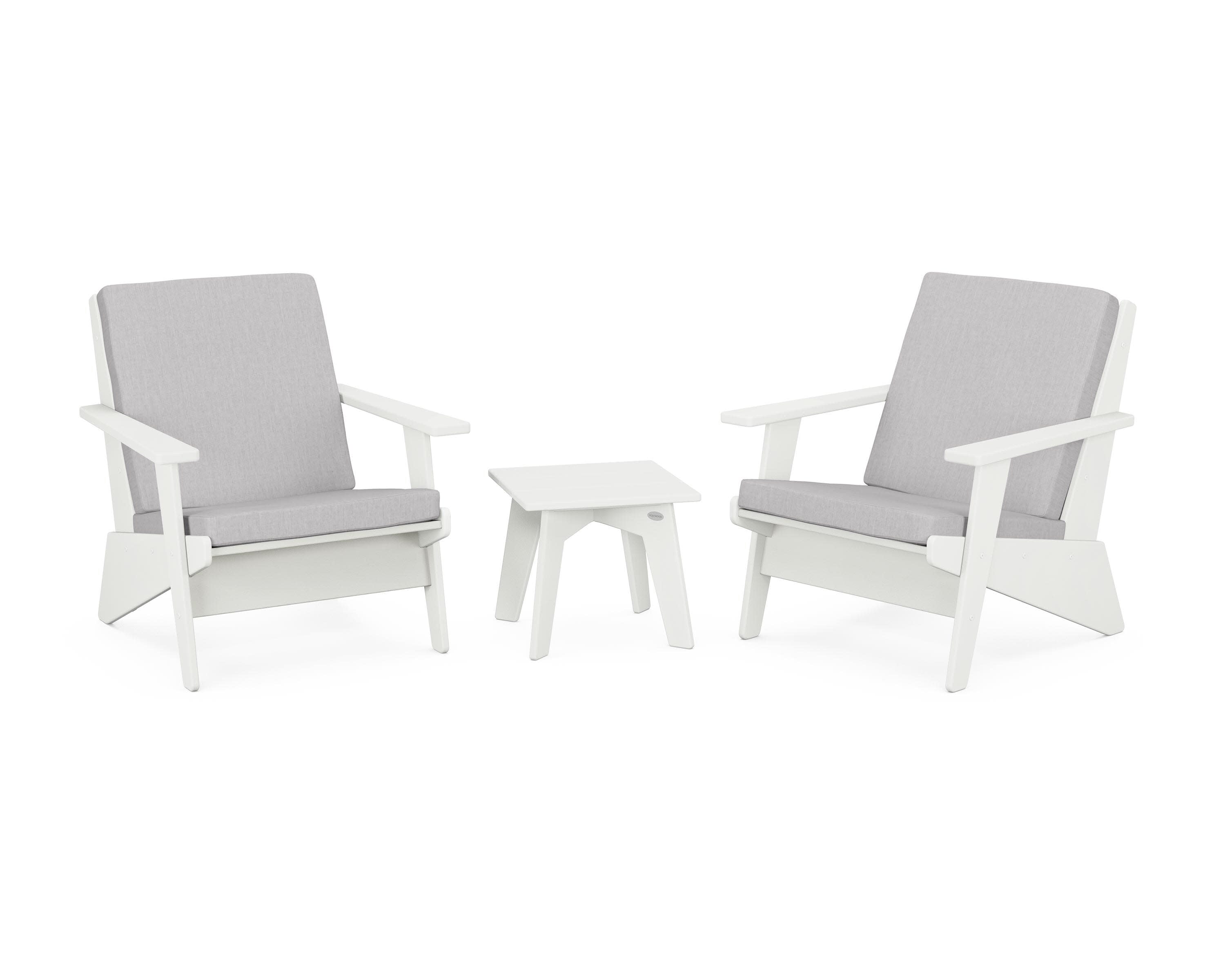 Riviera Modern Lounge 3-Piece Set in Vintage White / Granite