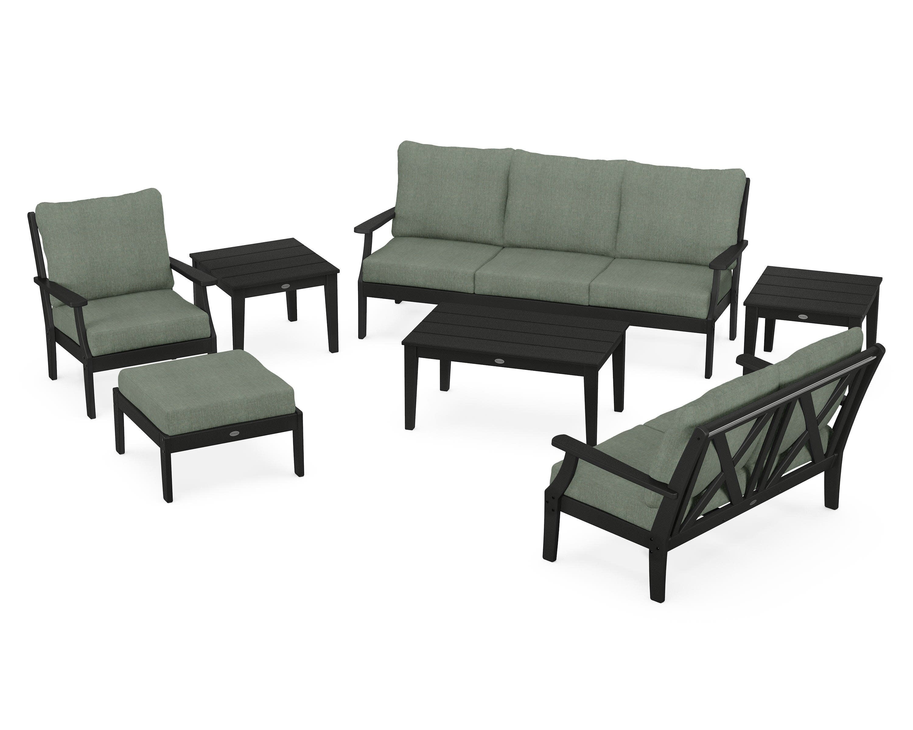 Braxton 7-Piece Deep Seating Set in Black / Cast Sage