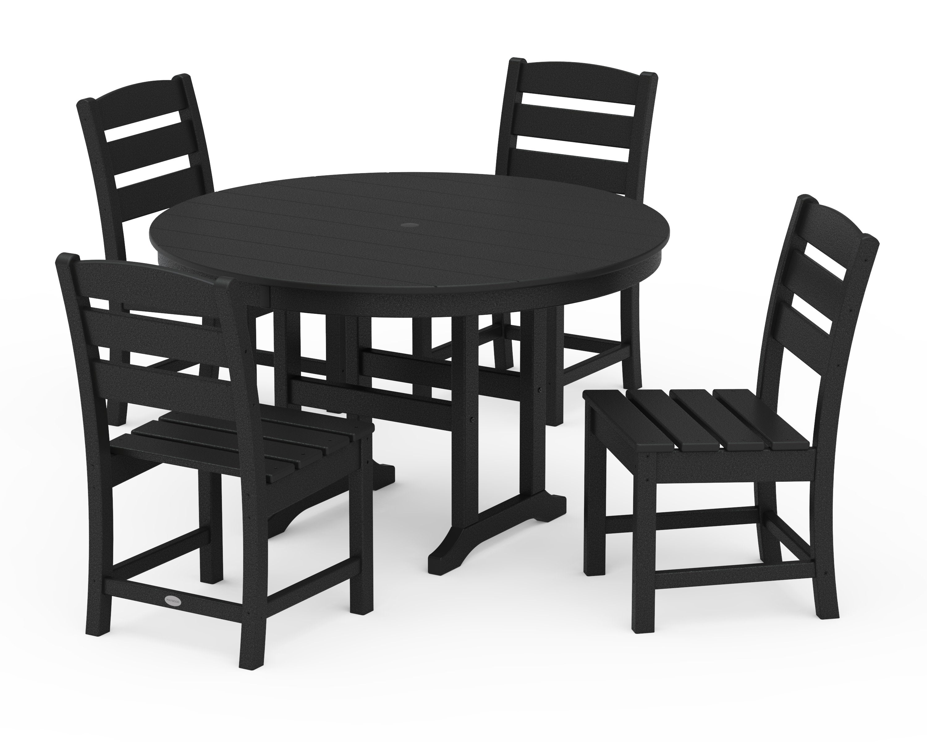 Lakeside 5-Piece Round Farmhouse Side Chair Dining Set in Black