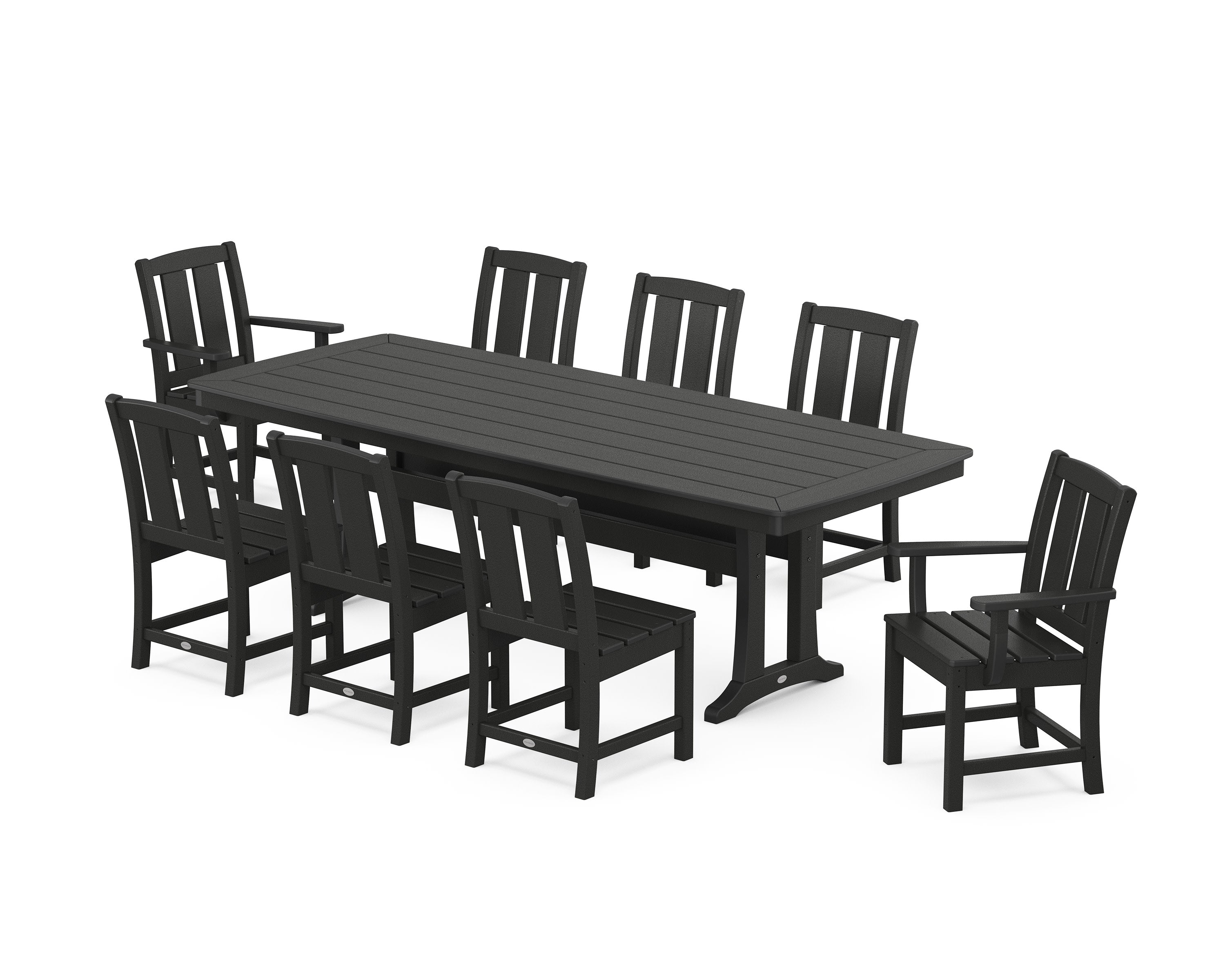 Mission 9-Piece Dining Set with Trestle Legs in Black