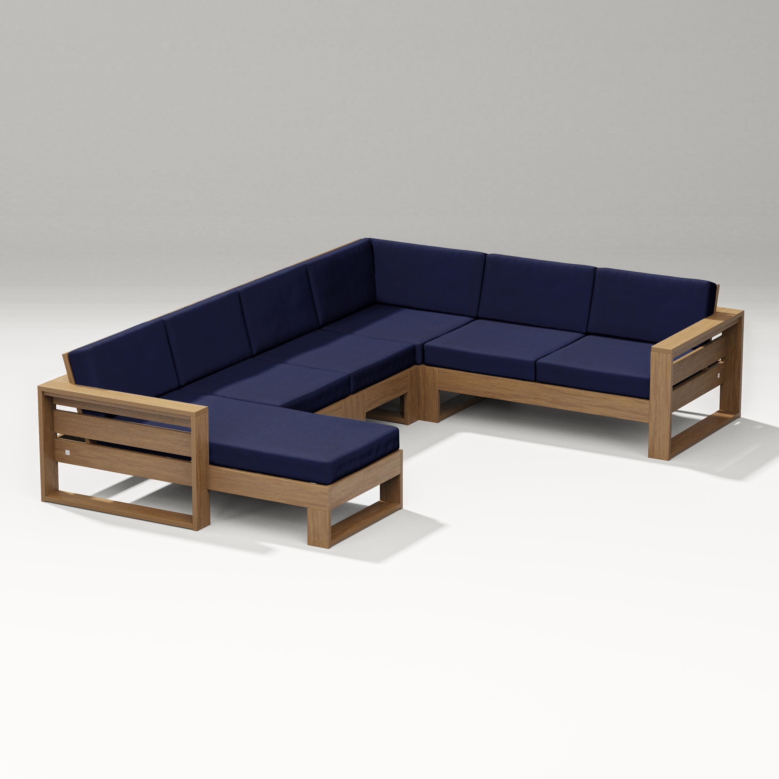 Latitude Corner Sectional with Left Chaise in Natural / Navy