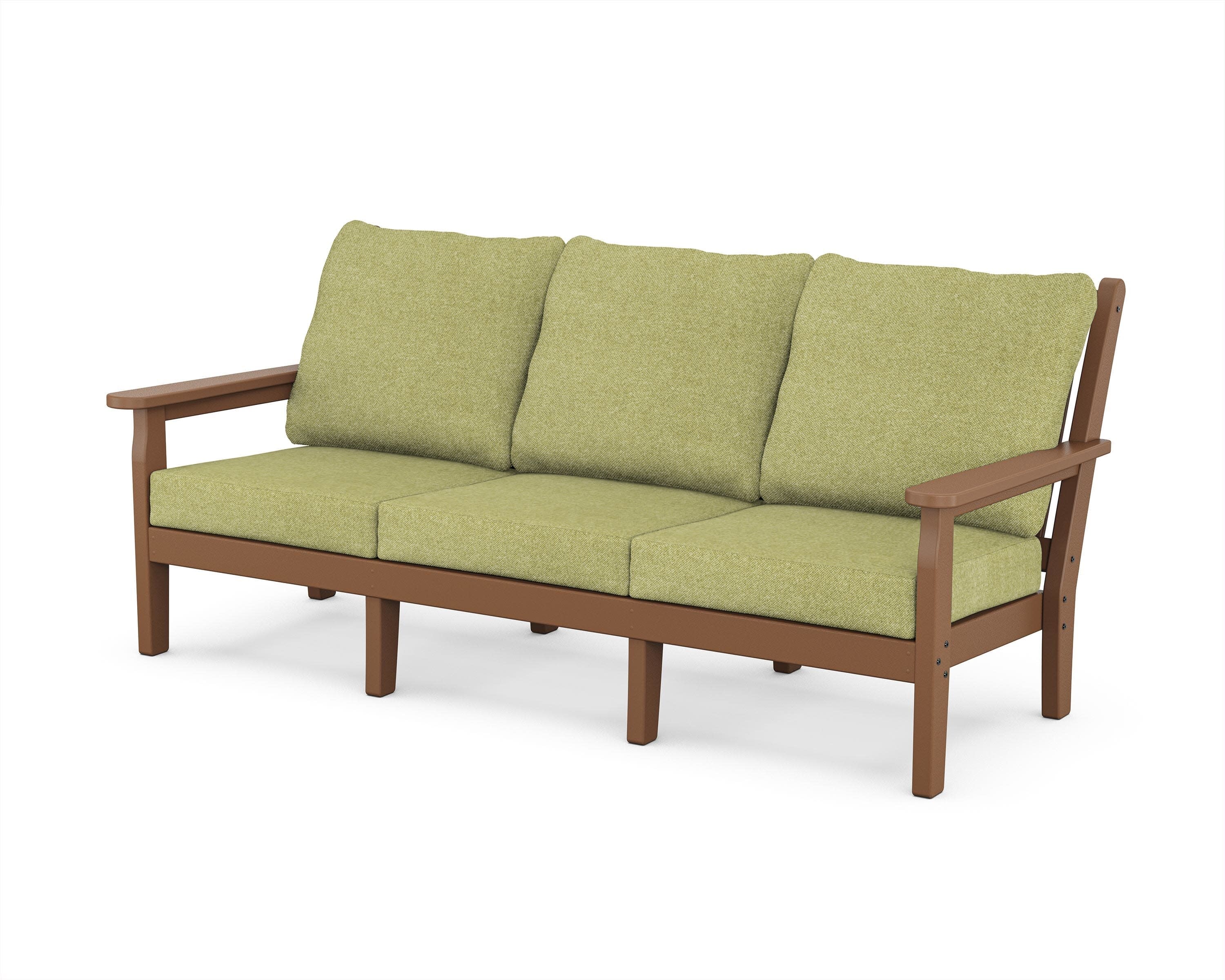 Chippendale Deep Seating Sofa in Teak / Chartreuse Boucle