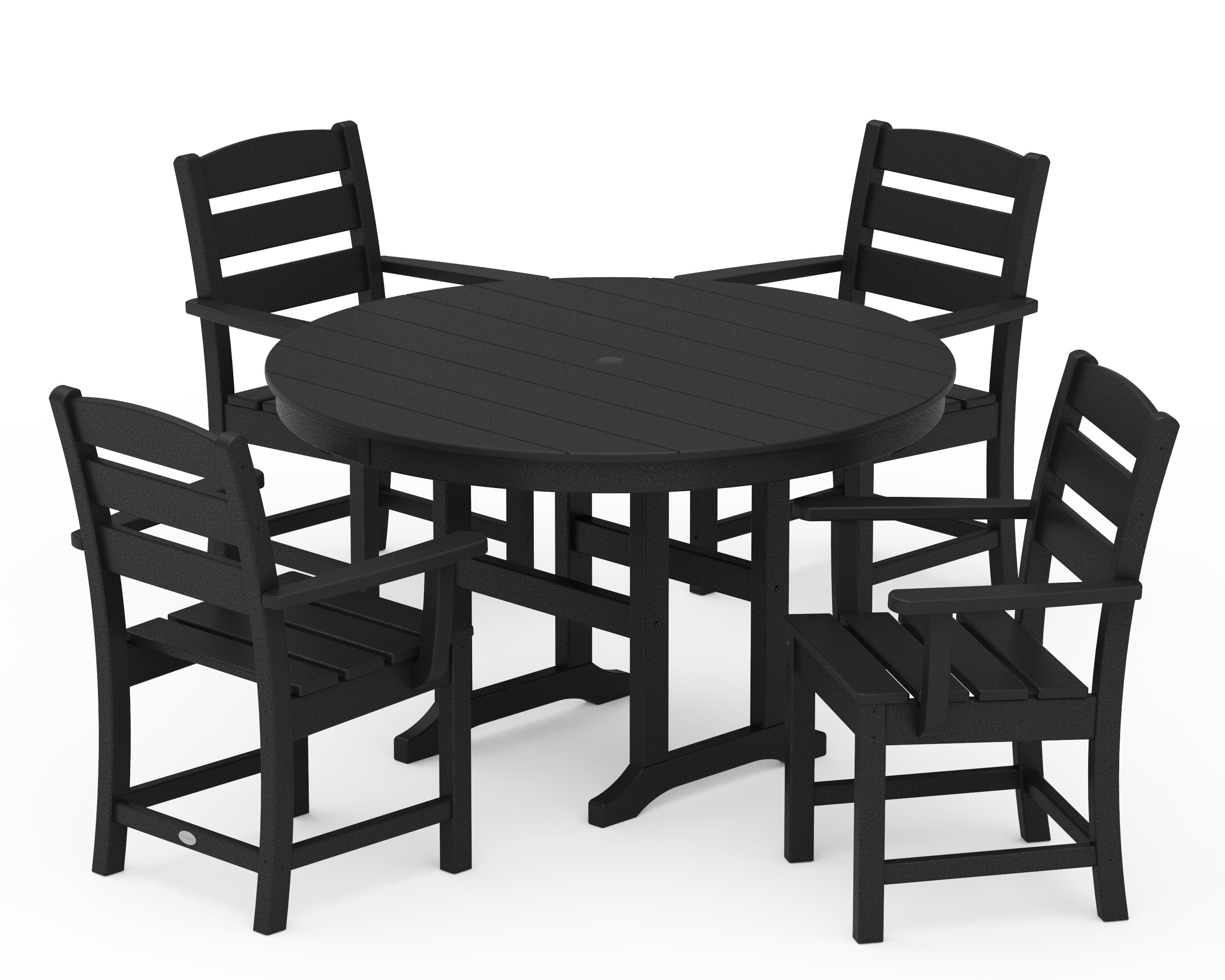 Lakeside 5-Piece Round Farmhouse Dining Set in Black