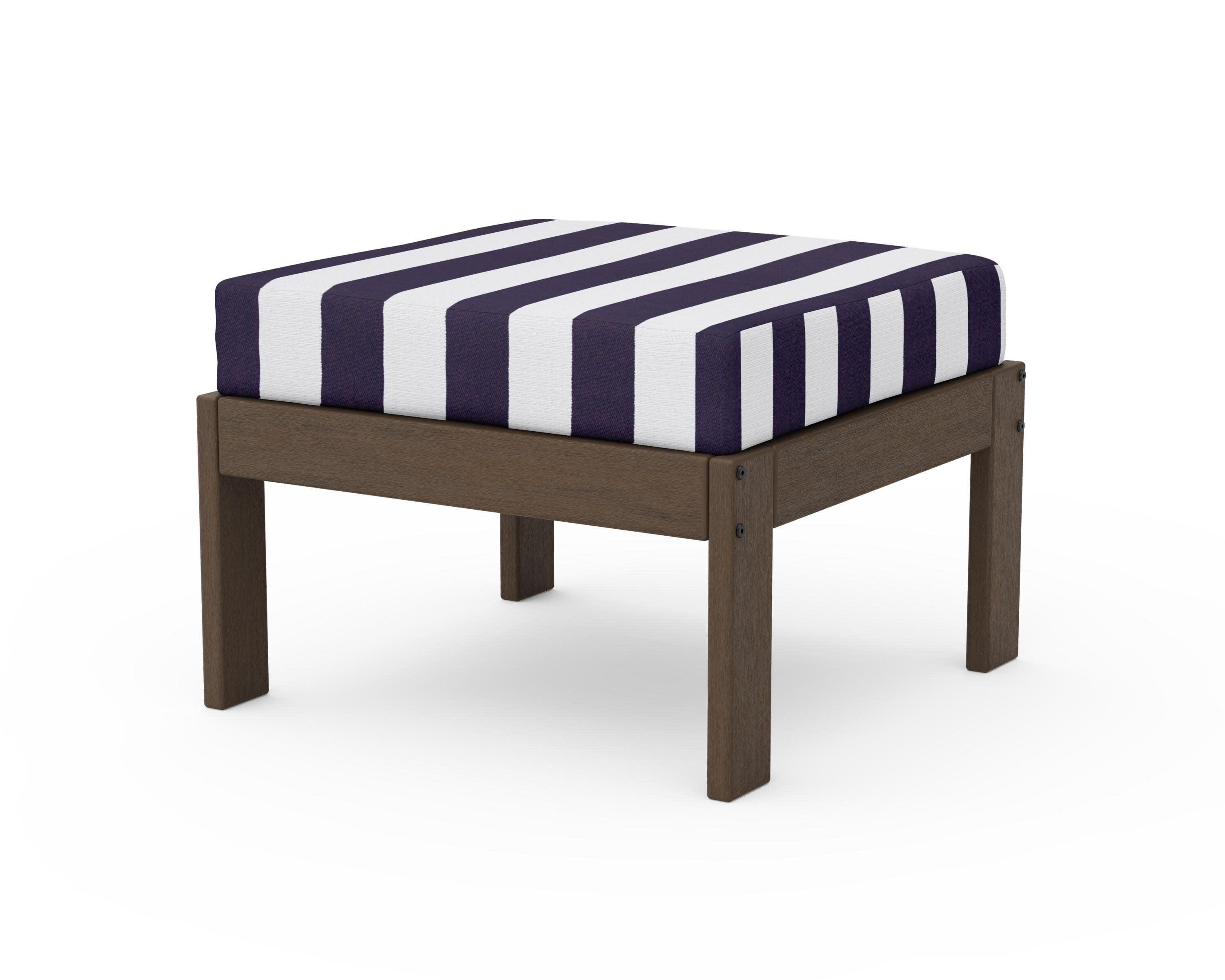 Vineyard Modular Ottoman in Kona / Cabana Stripe Navy