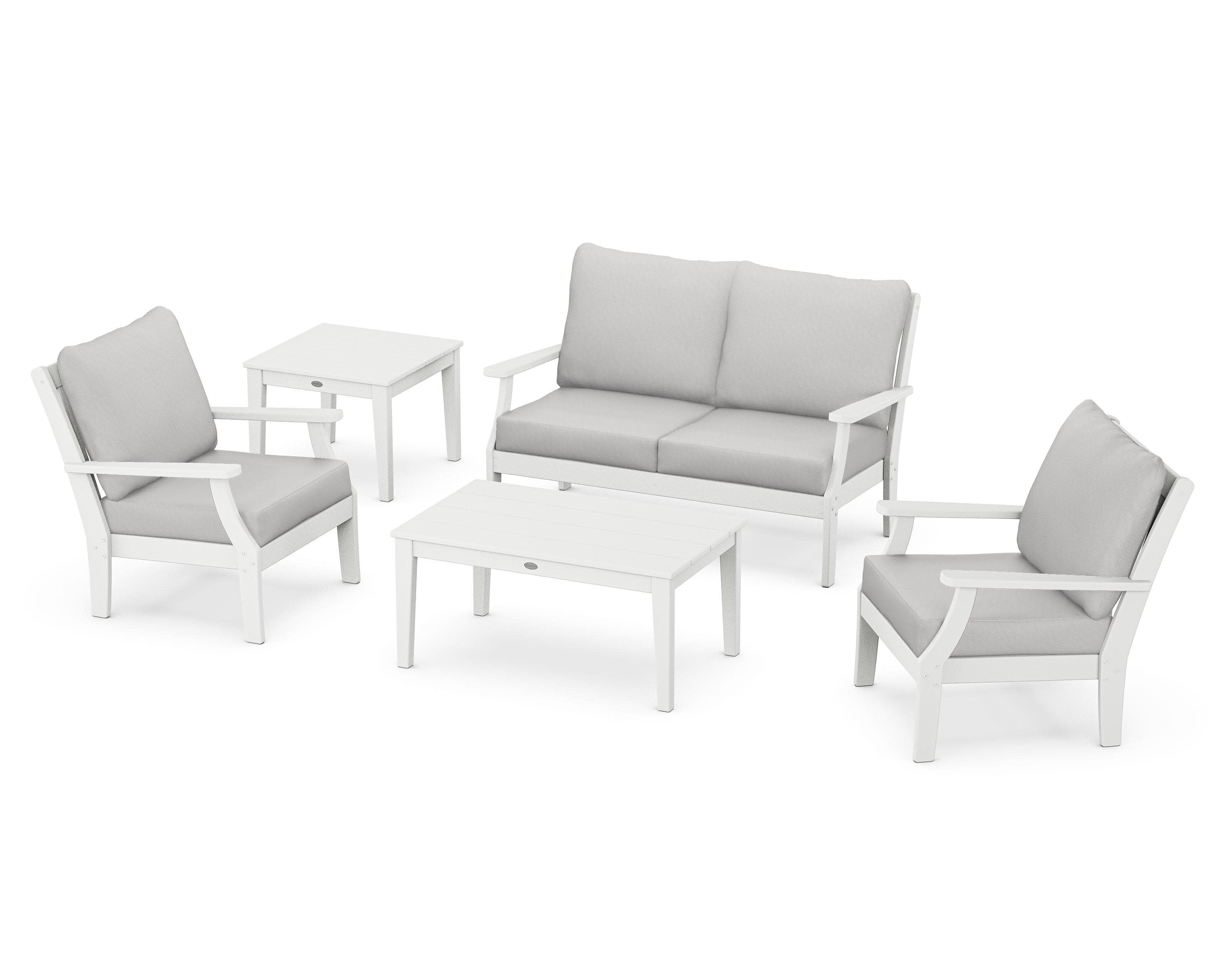Braxton 5-Piece Deep Seating Set in White / Diamond in the Rough