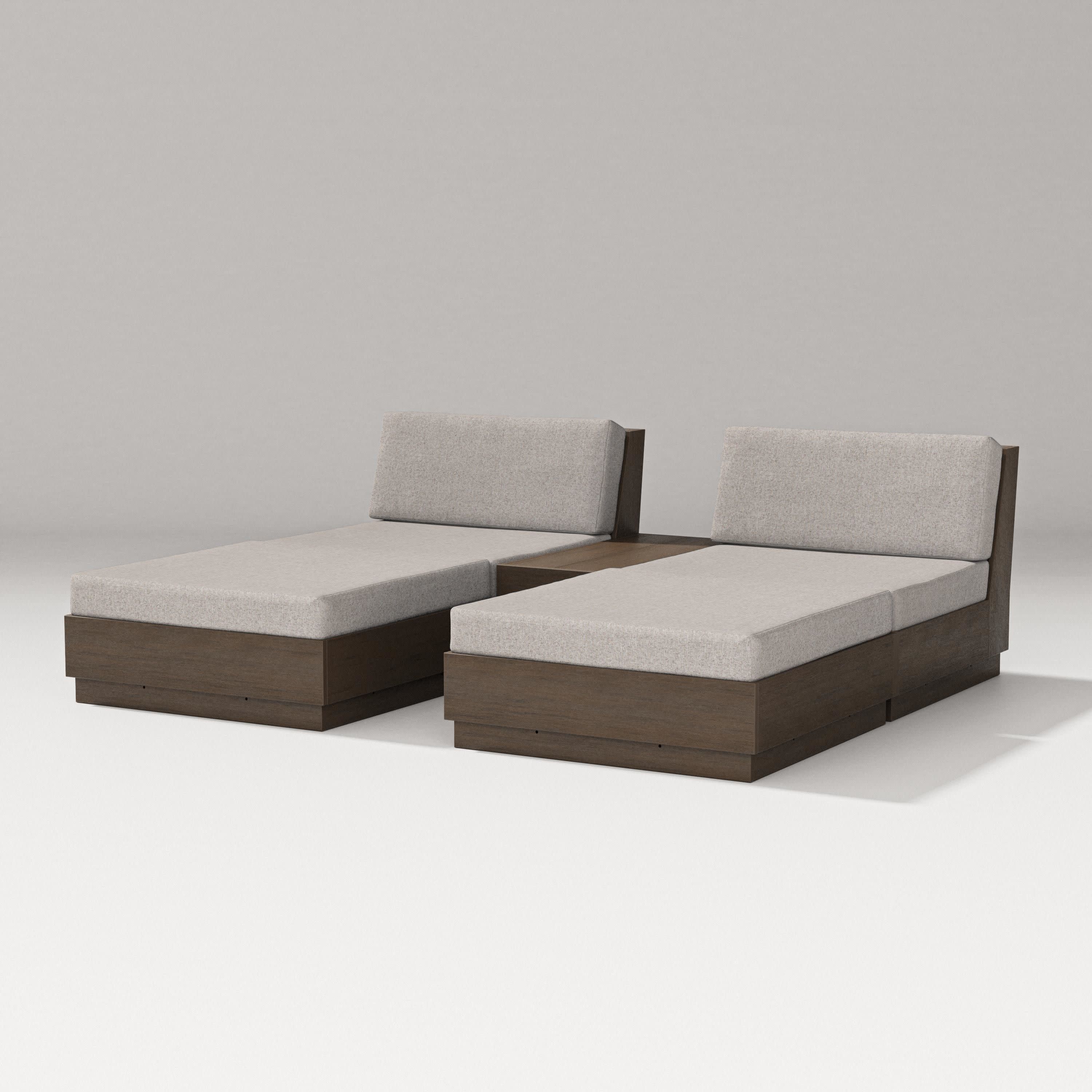 Elevate Double Chaise Set in Kona / Weathered Tweed