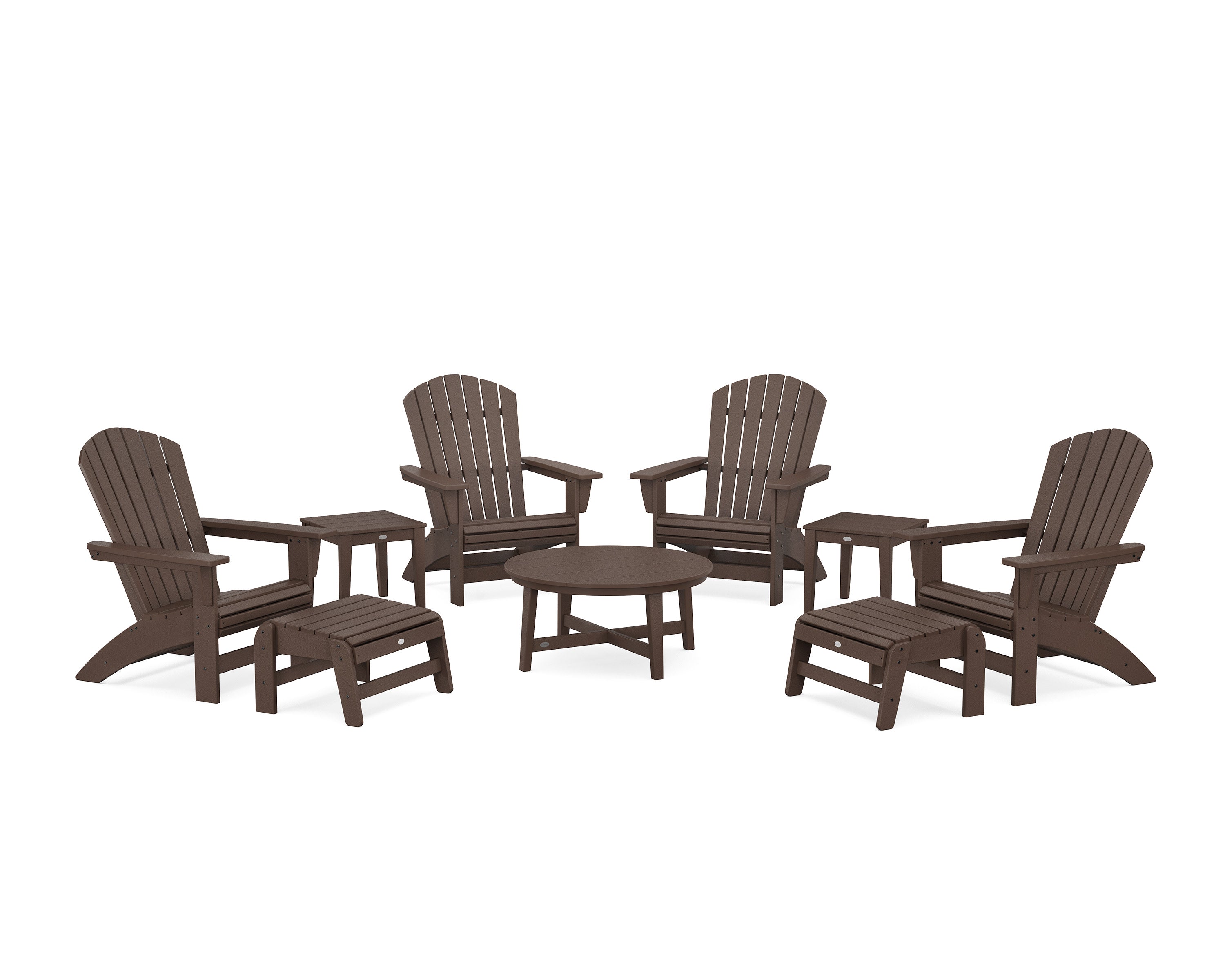Nautical Grand Adirondack 9-Piece Conversation Set in Mahogany