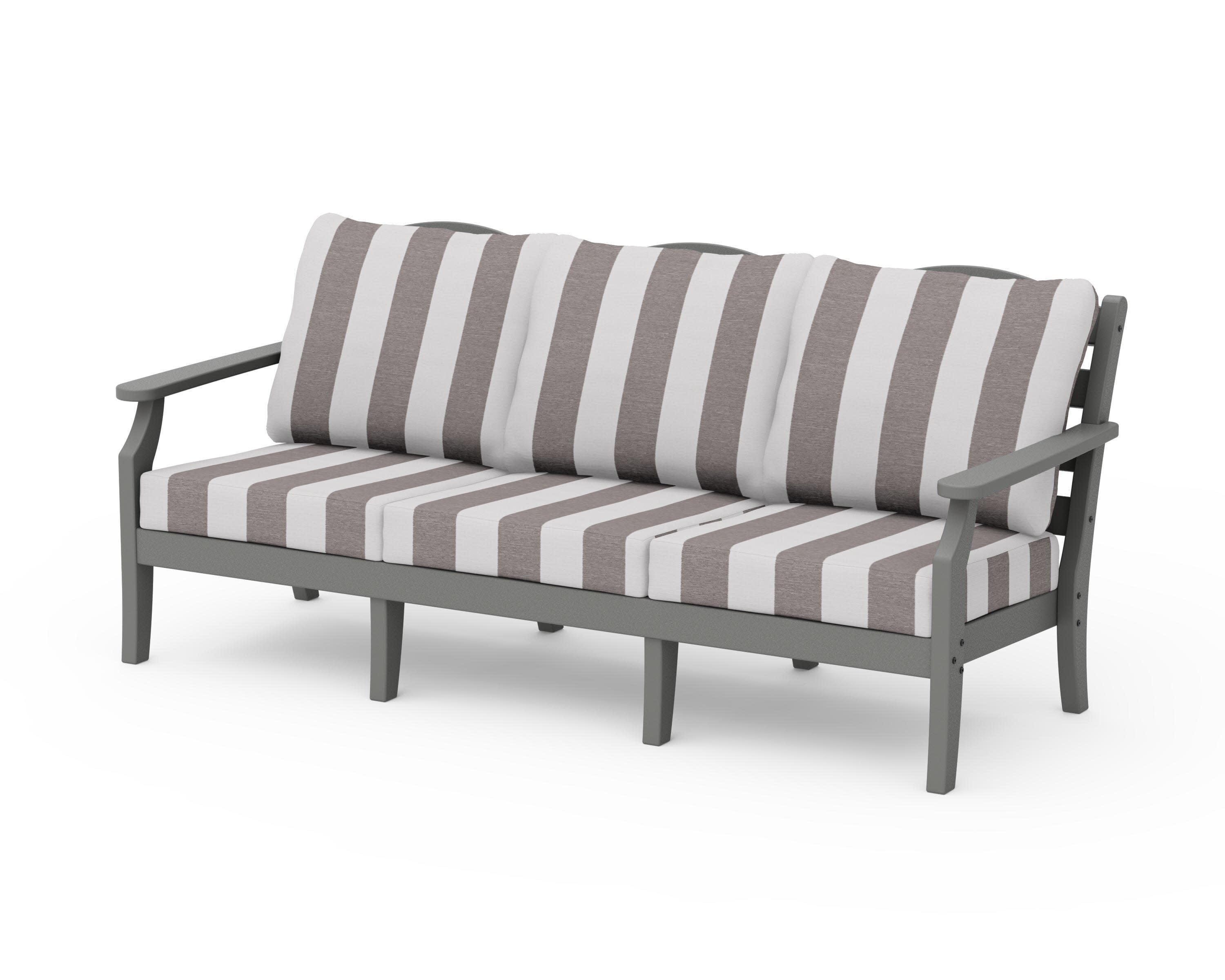 Savannah Deep Seating Sofa in Slate Grey / Cabana Stripe Grey Mist
