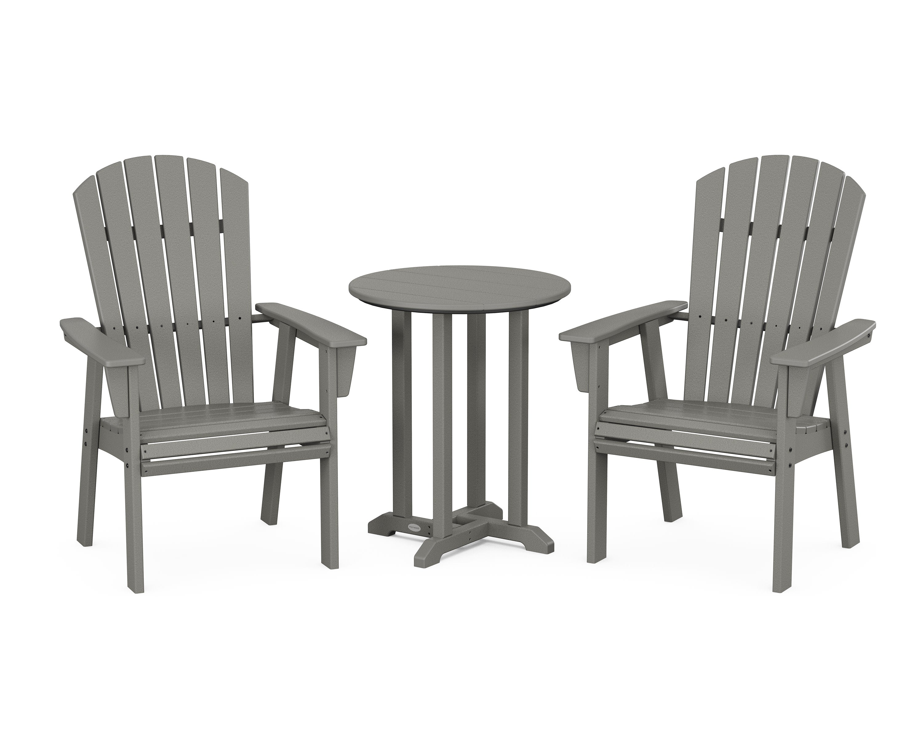 Nautical Adirondack 3-Piece Round Bistro Dining Set in Slate Grey