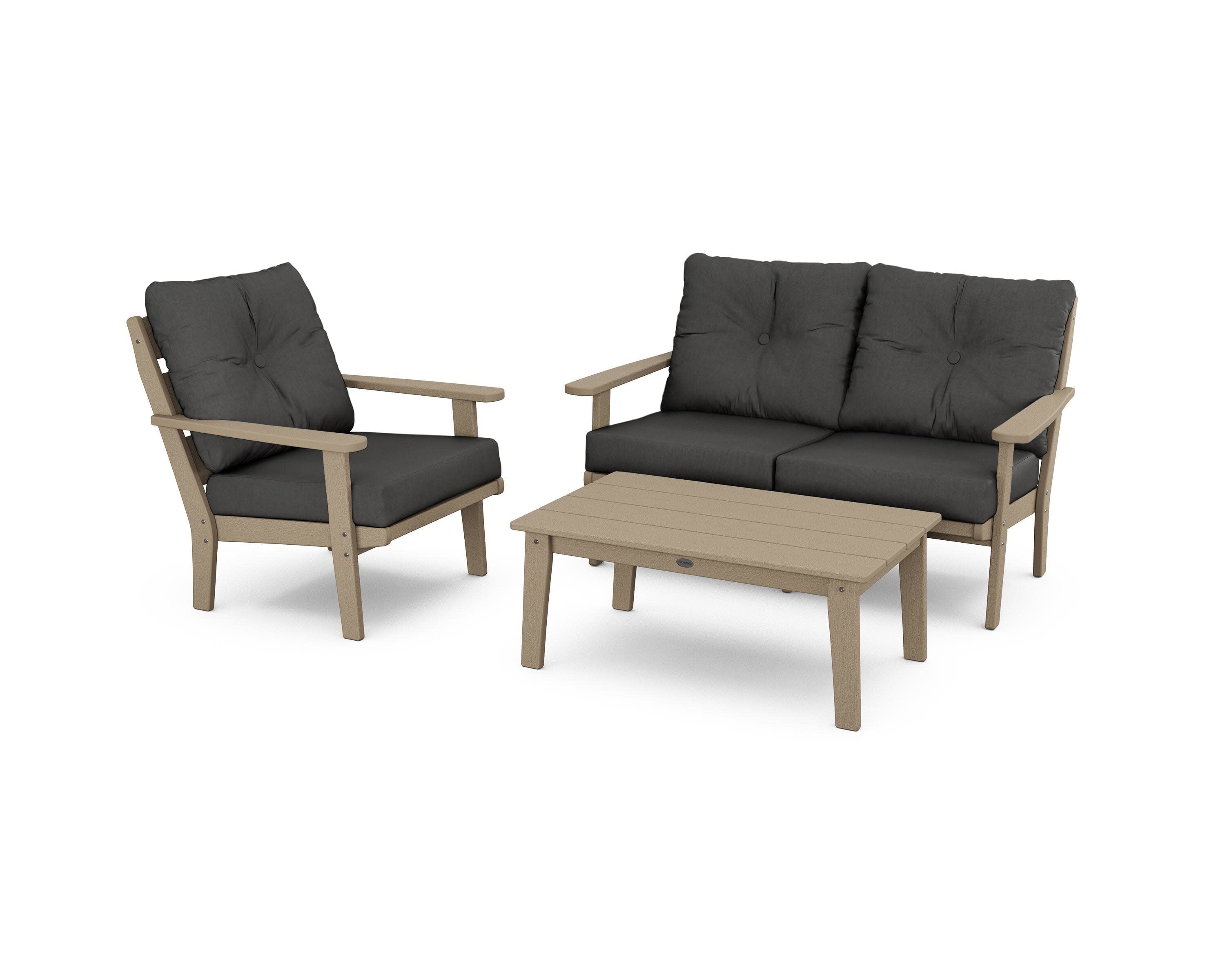 Lakeside 3-Piece Deep Seating Set in Vintage Sahara / Spectrum Carbon