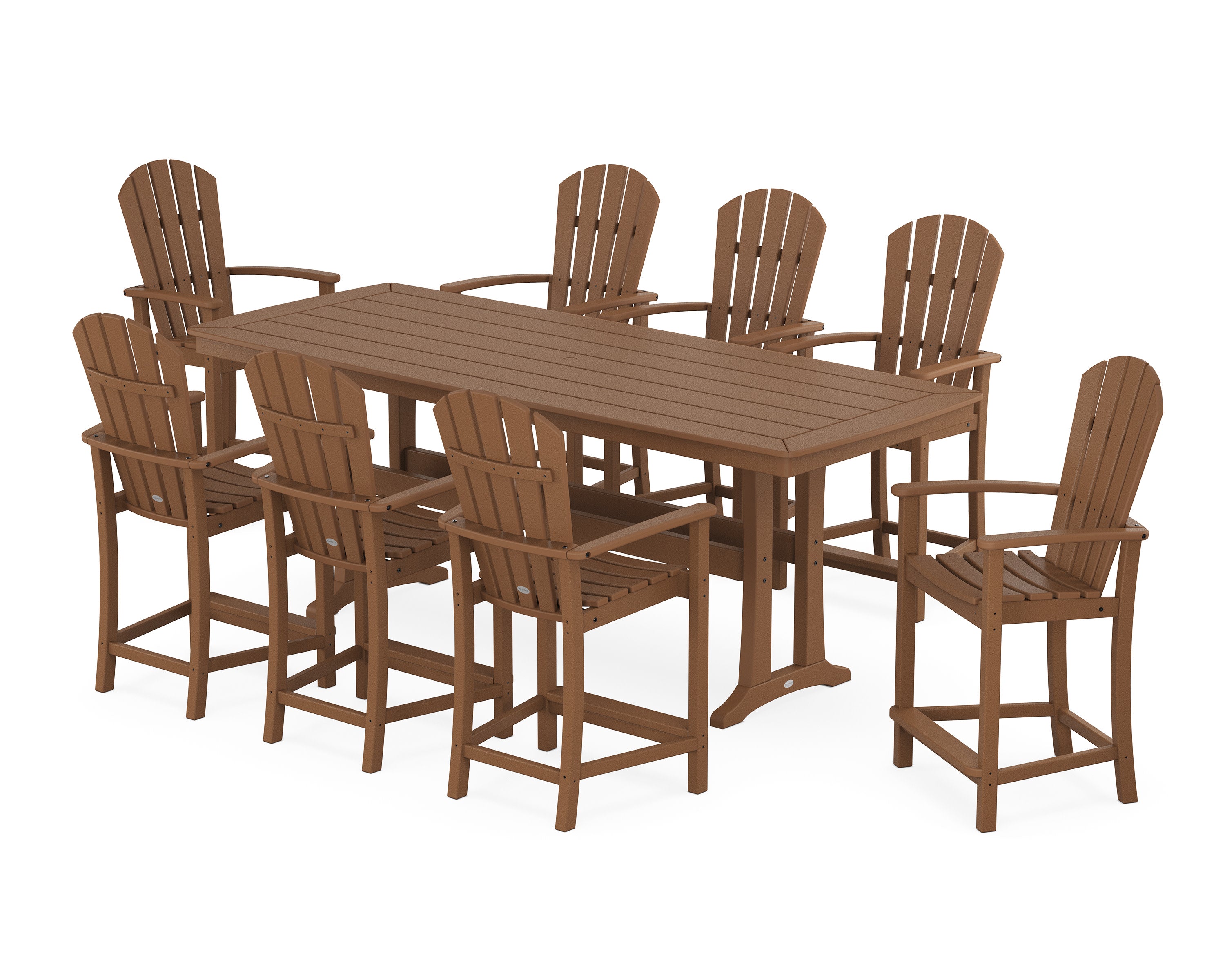 Palm Coast 9-Piece Counter Set with Trestle Legs in Teak