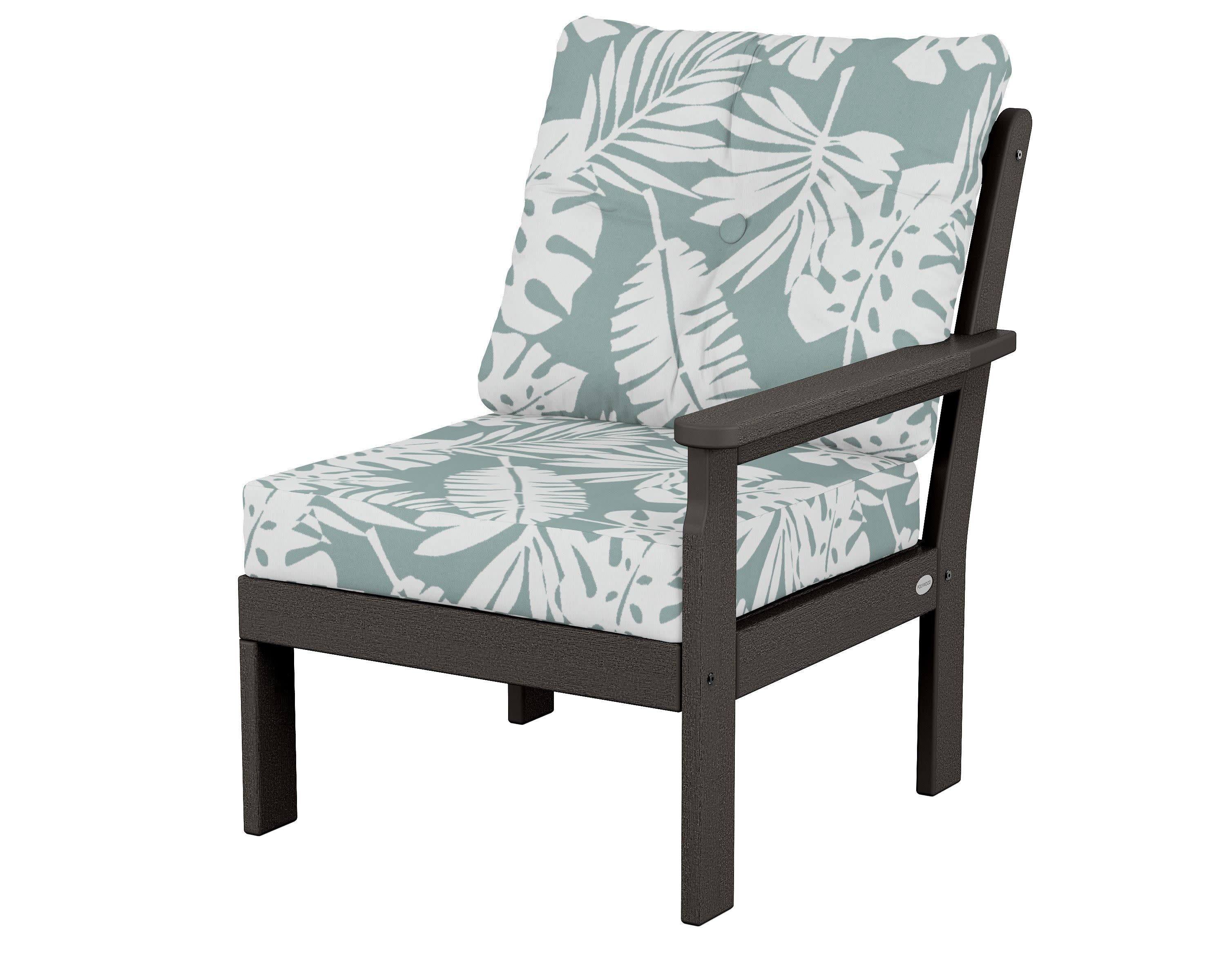 Vineyard Modular Right Arm Chair in Vintage Coffee / Leaf Glacier Spa