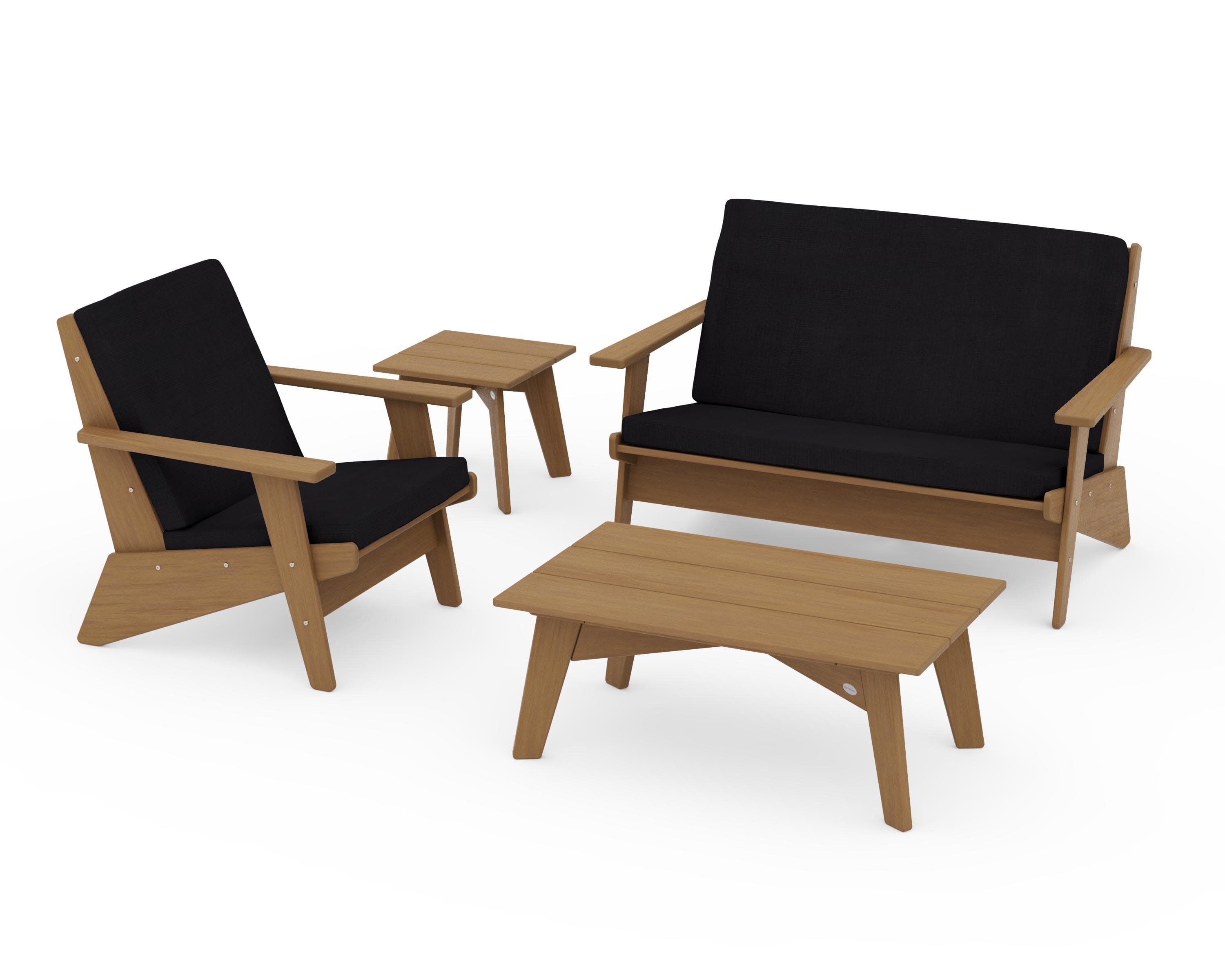 Riviera Modern Lounge 4-Piece Set in Natural / Midnight Linen