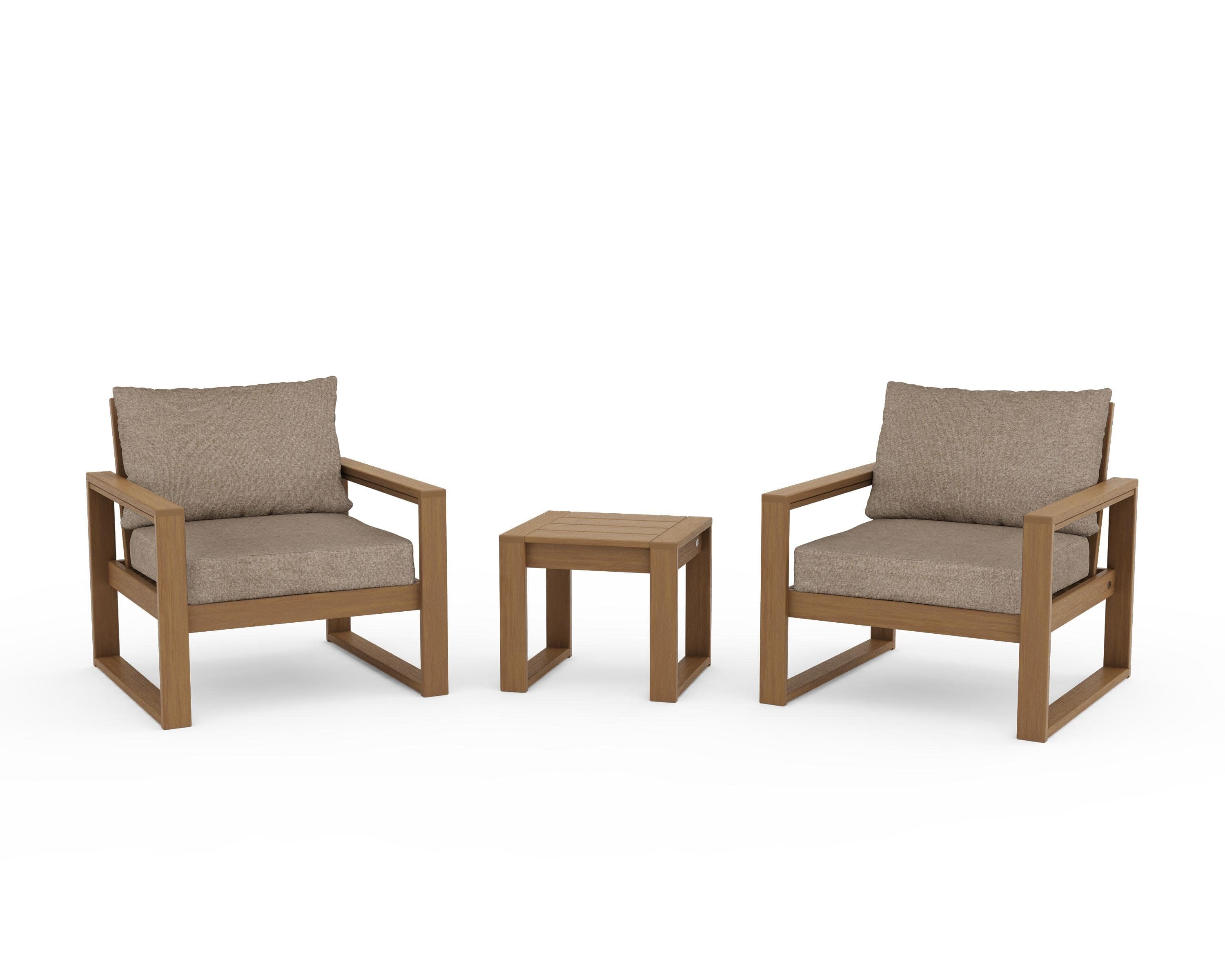 EDGE Sectional 3-Piece Deep Seating Set in Natural / Spiced Burlap