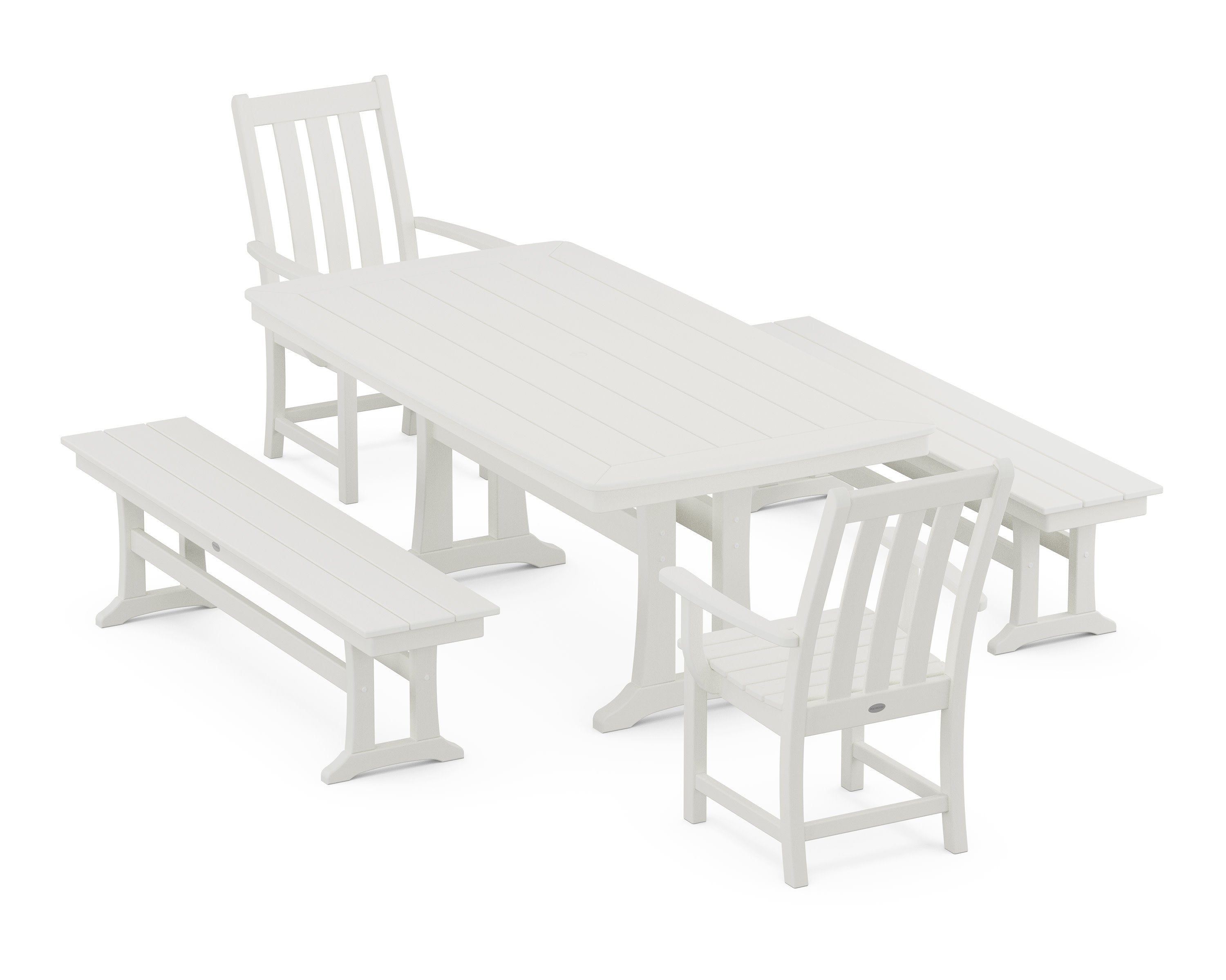 Vineyard 5-Piece Dining Set with Trestle Legs in Vintage White