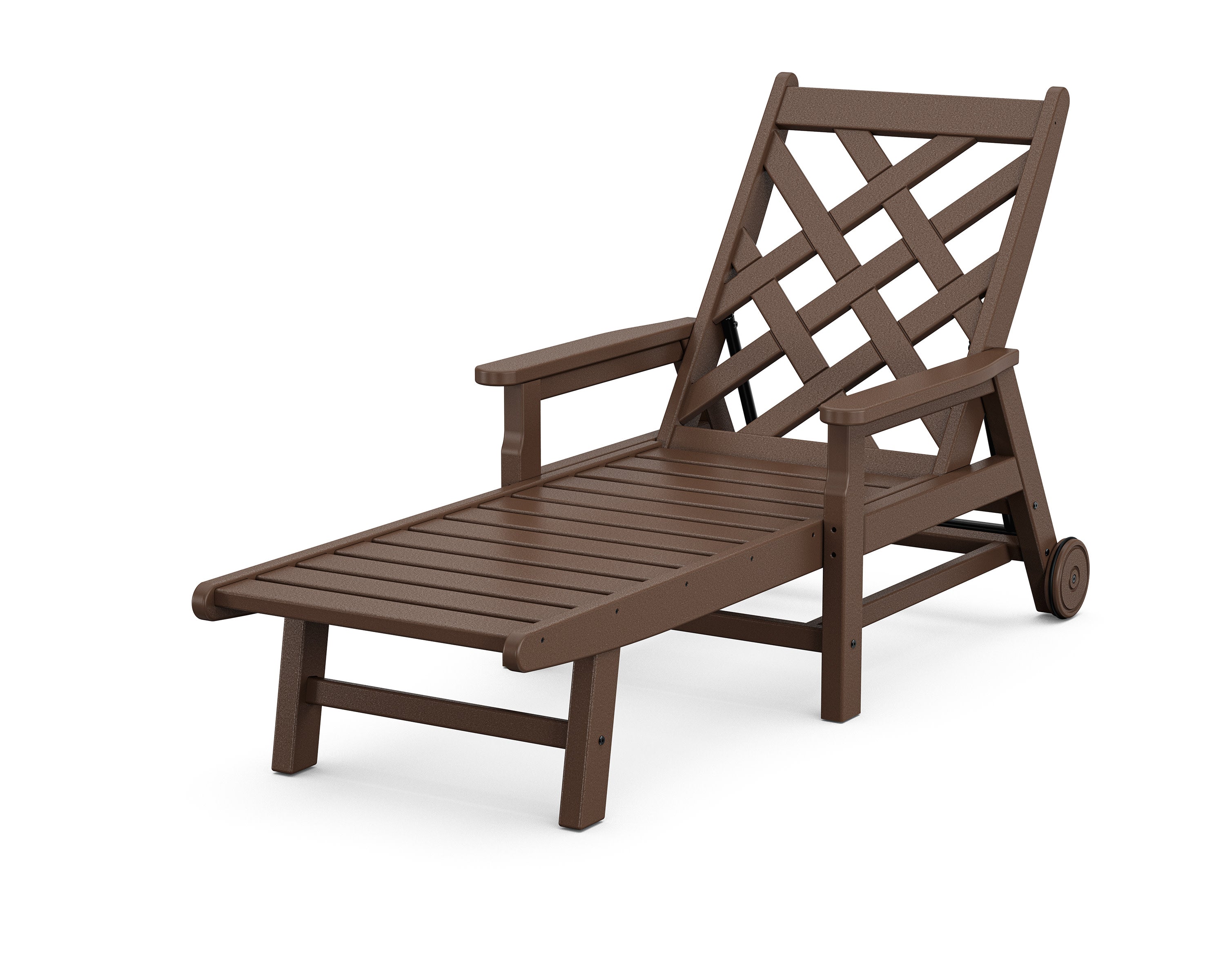Wovendale Chaise with Arms and Wheels in Mahogany