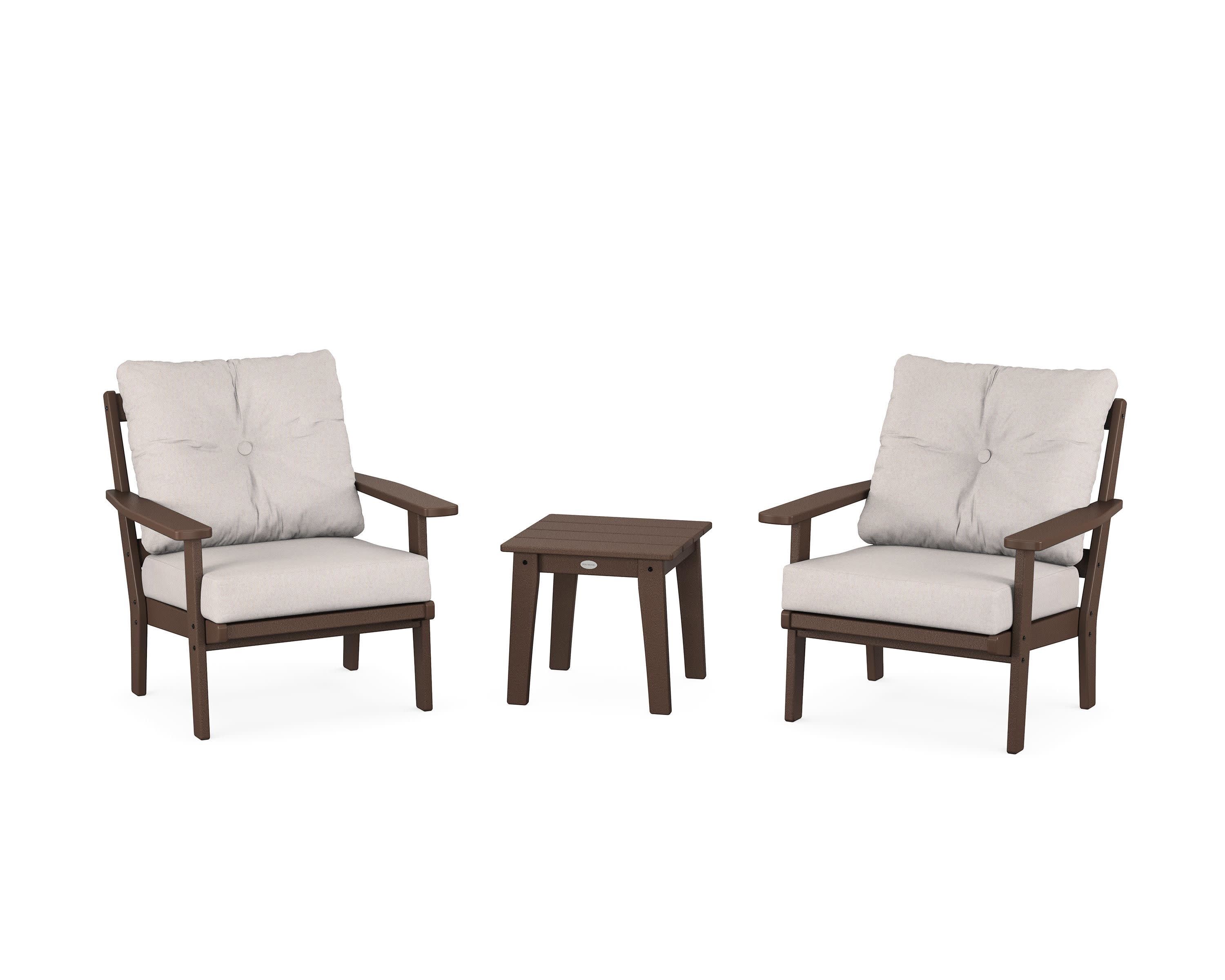 Oxford 3-Piece Deep Seating Set in Mahogany / Dune Burlap
