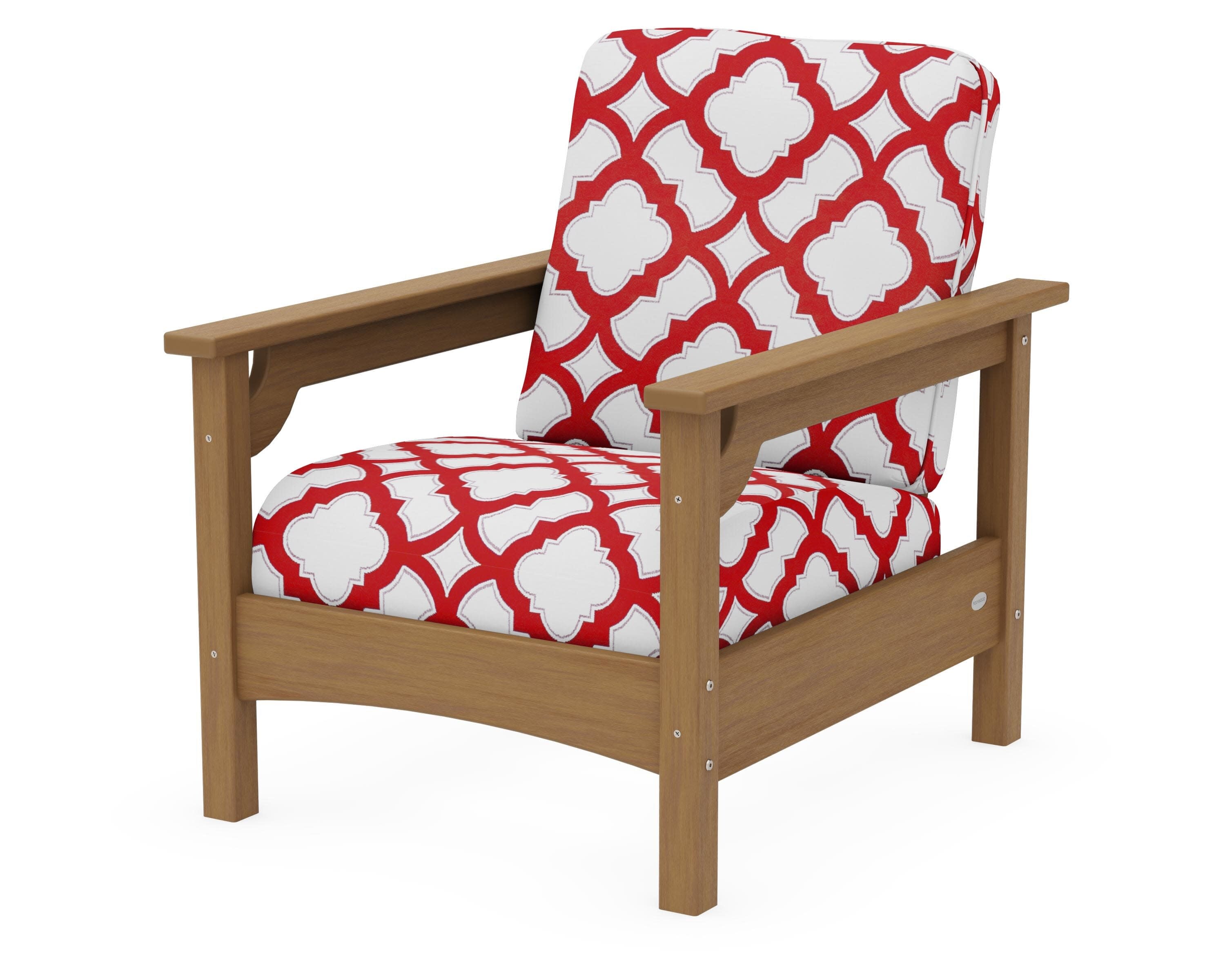 Club Chair in Natural / Trellis Crimson