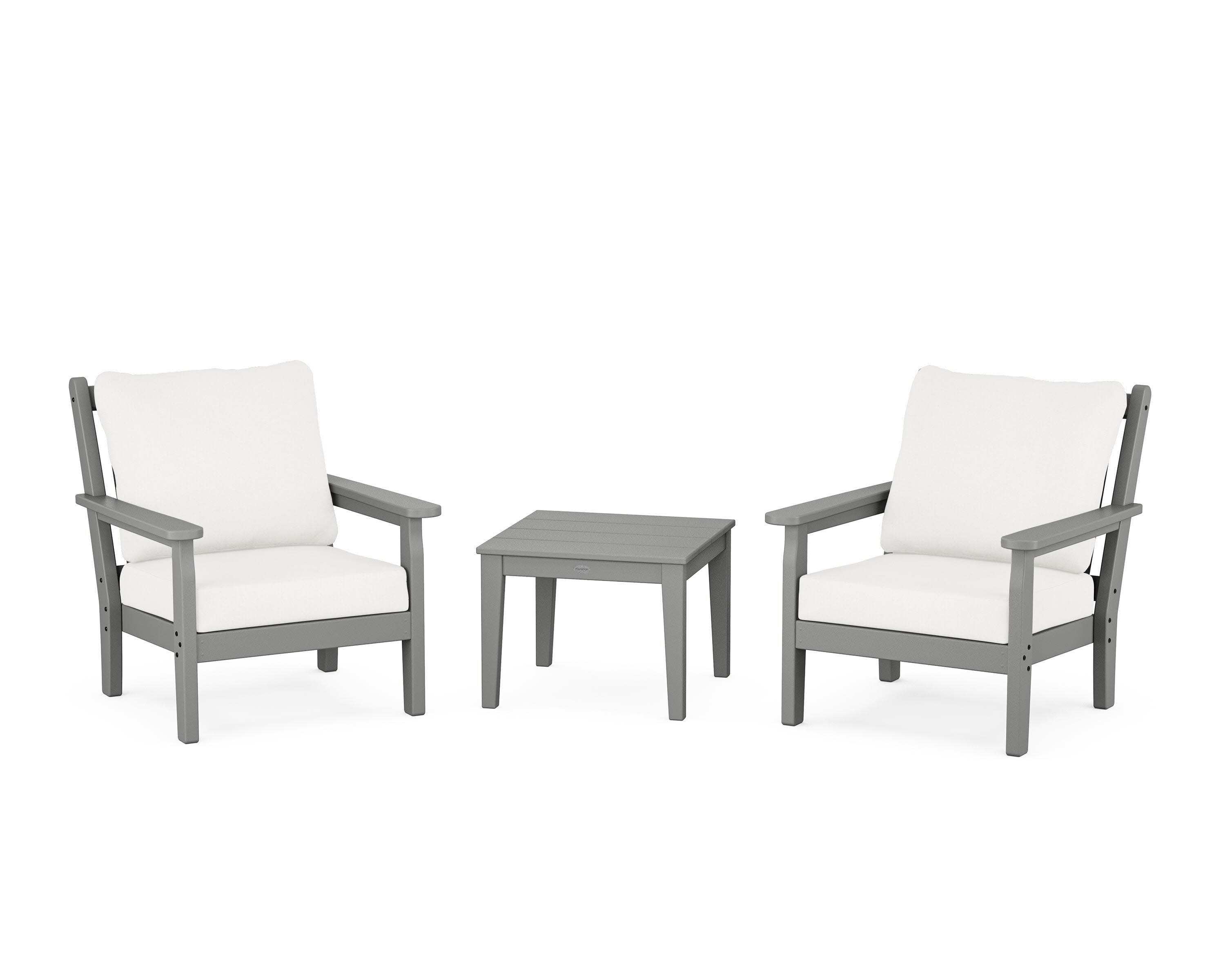 Chippendale 3-Piece Deep Seating Set in Slate Grey / Natural Linen
