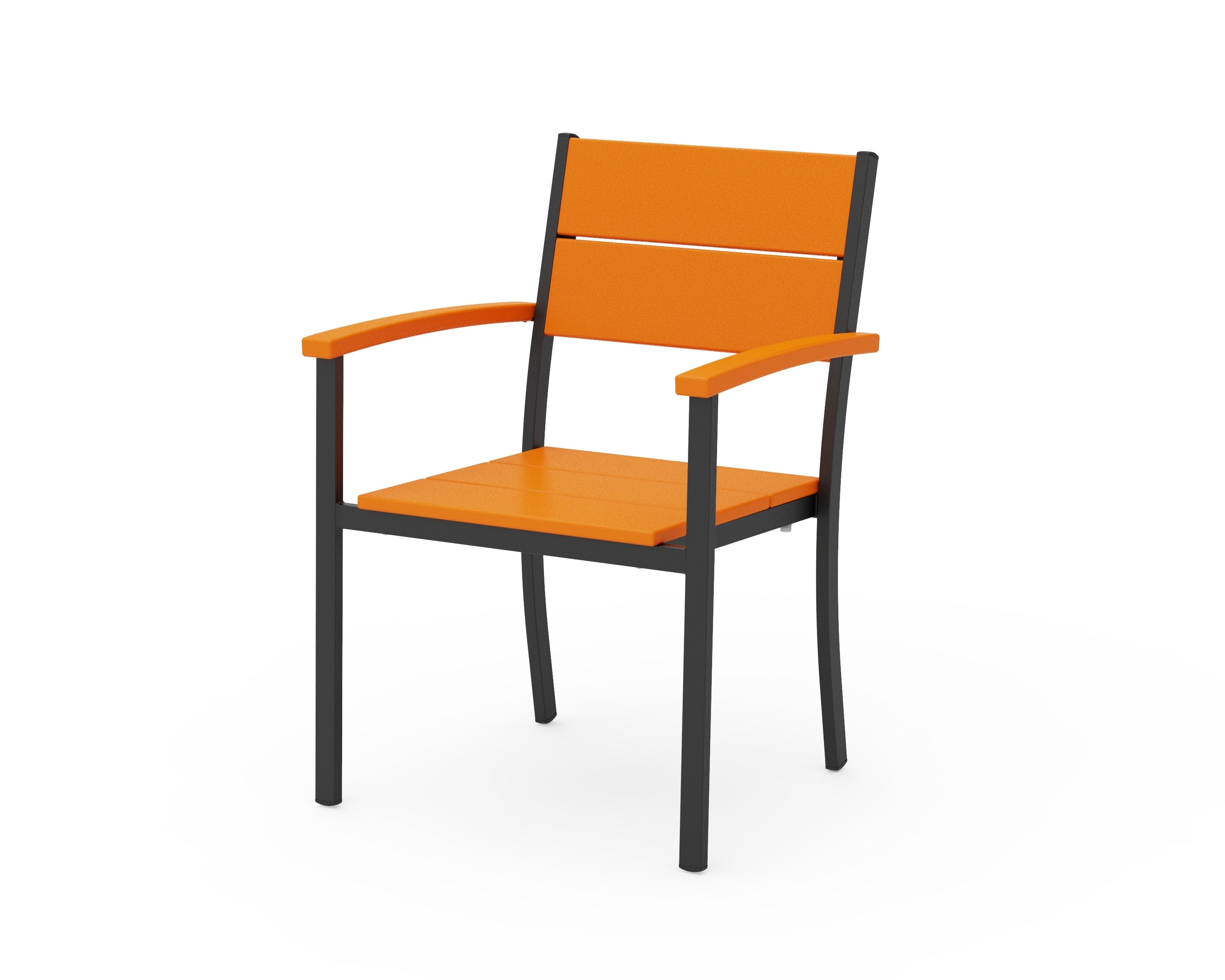 Main Street Stacking Dining Arm Chair in Black / Tangerine