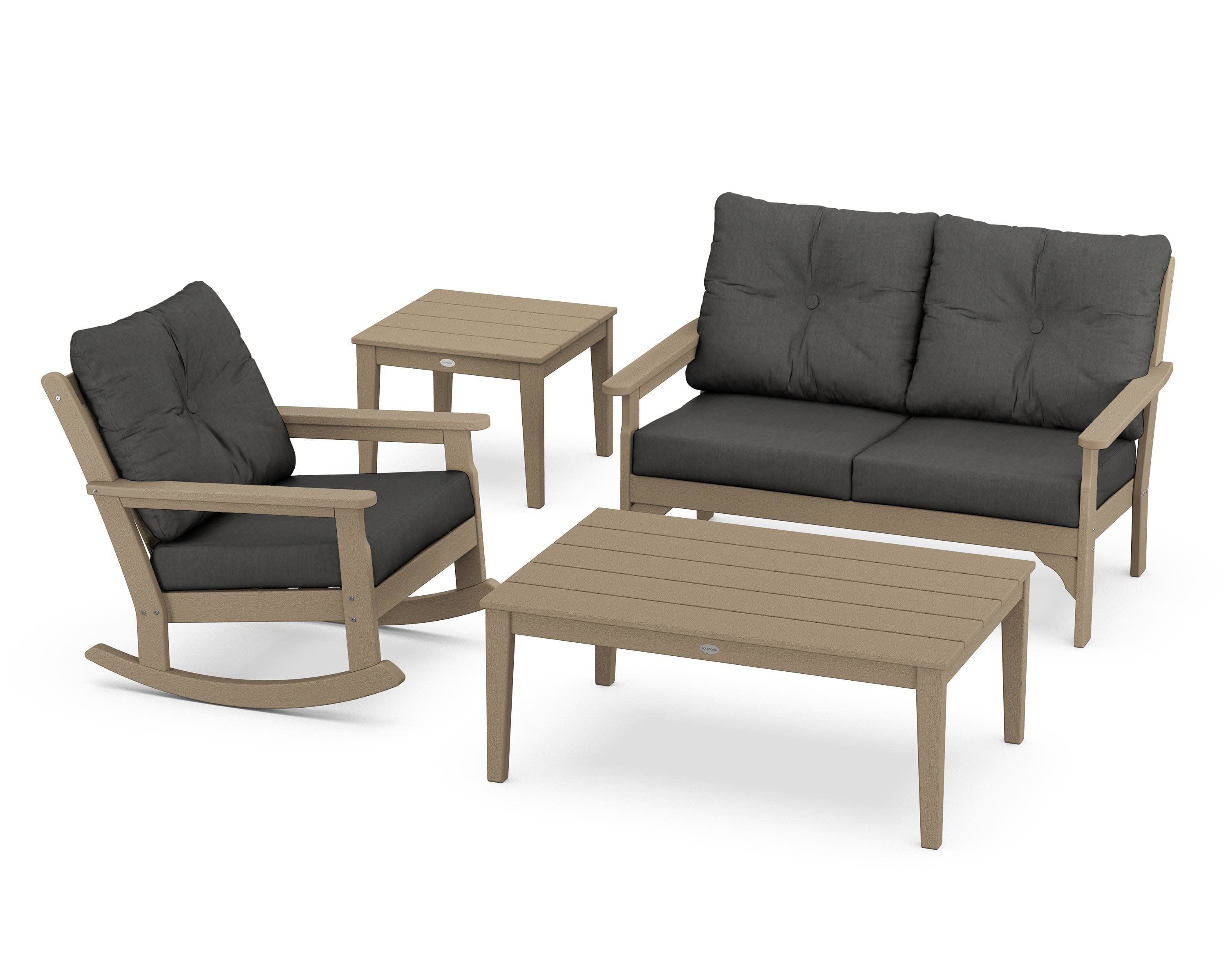 Vineyard 4-Piece Deep Seating Rocker Set in Vintage Sahara / Spectrum Carbon