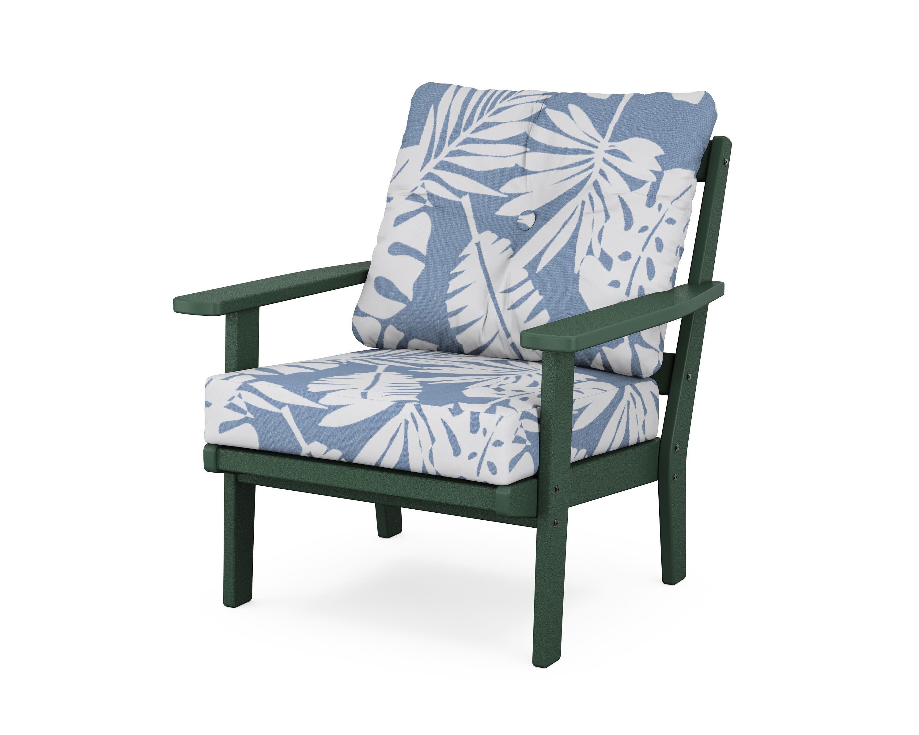 Oxford Deep Seating Chair in Green / Leaf Sky Blue