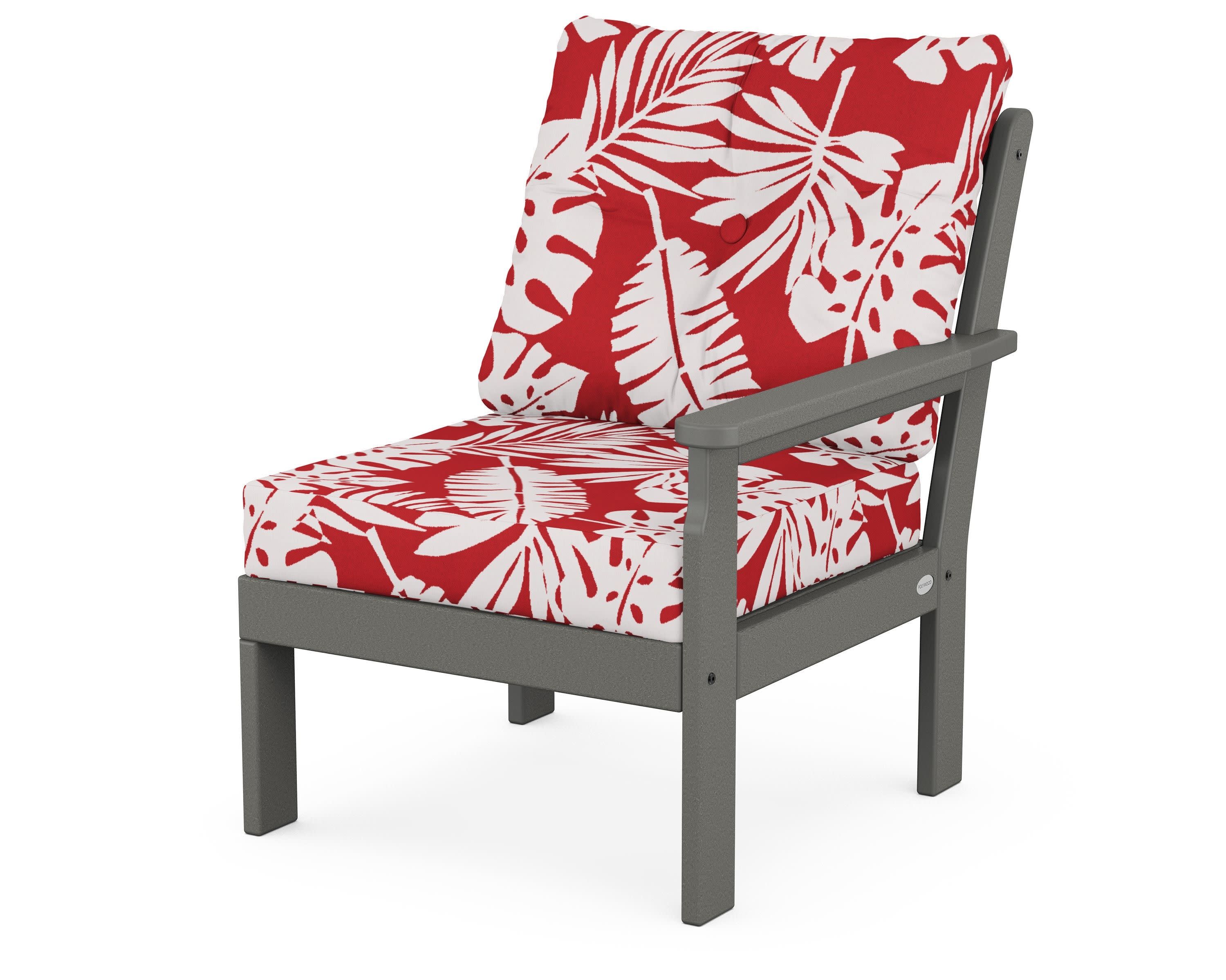 Vineyard Modular Right Arm Chair in Slate Grey / Leaf Crimson
