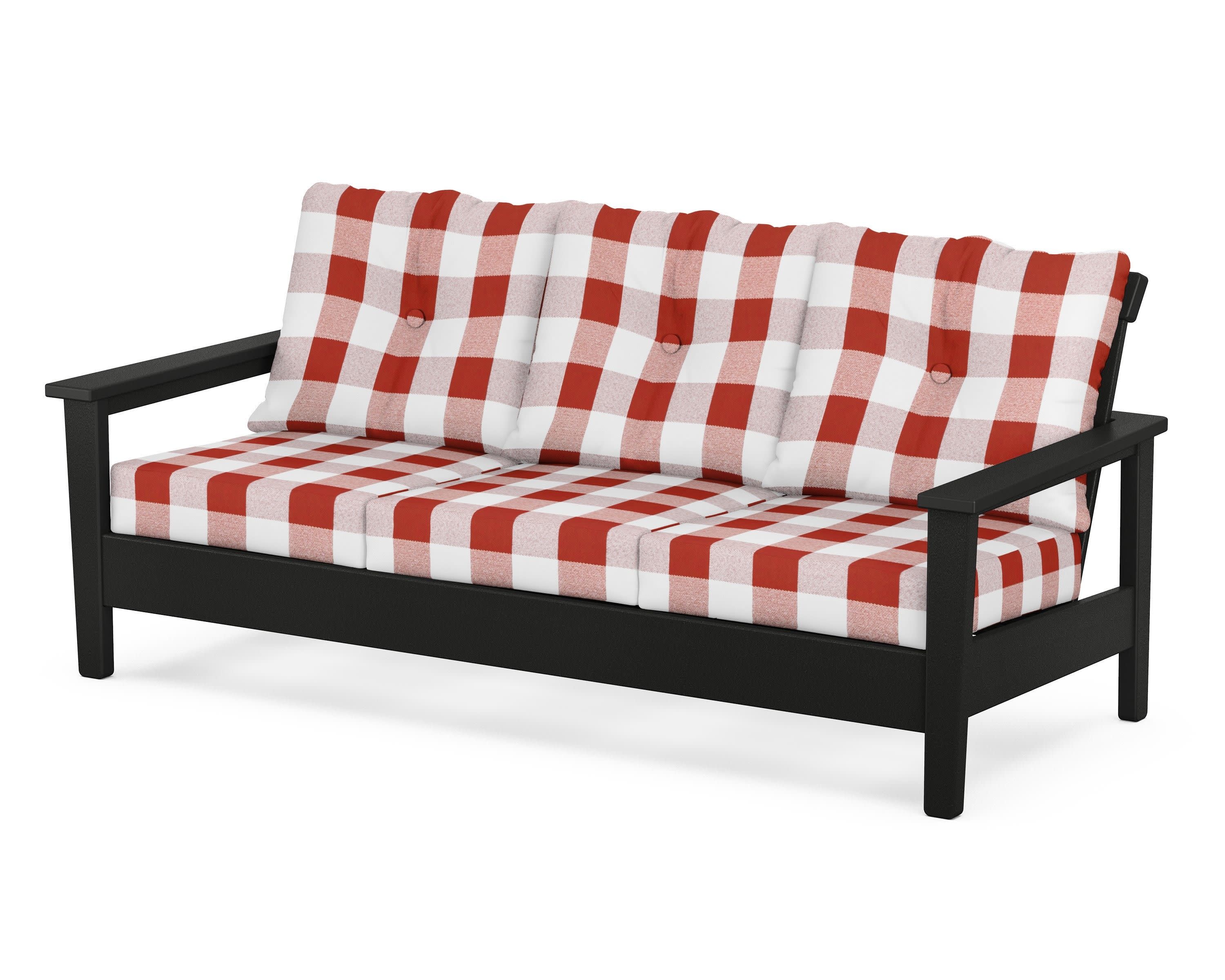 Prescott Deep Seating Sofa in Black / Buffalo Plaid Crimson