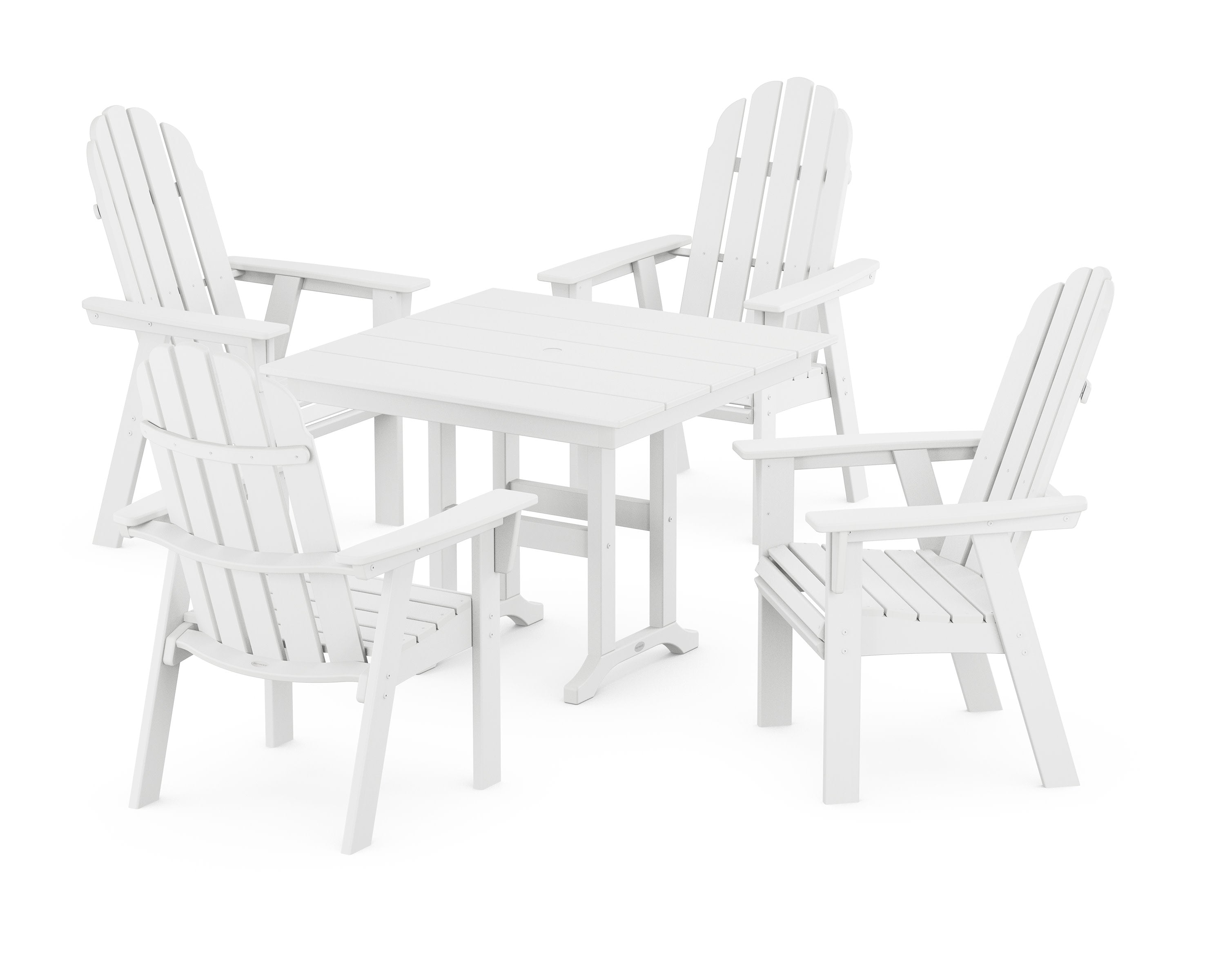 Vineyard Curveback Adirondack 5-Piece Farmhouse Dining Set in White