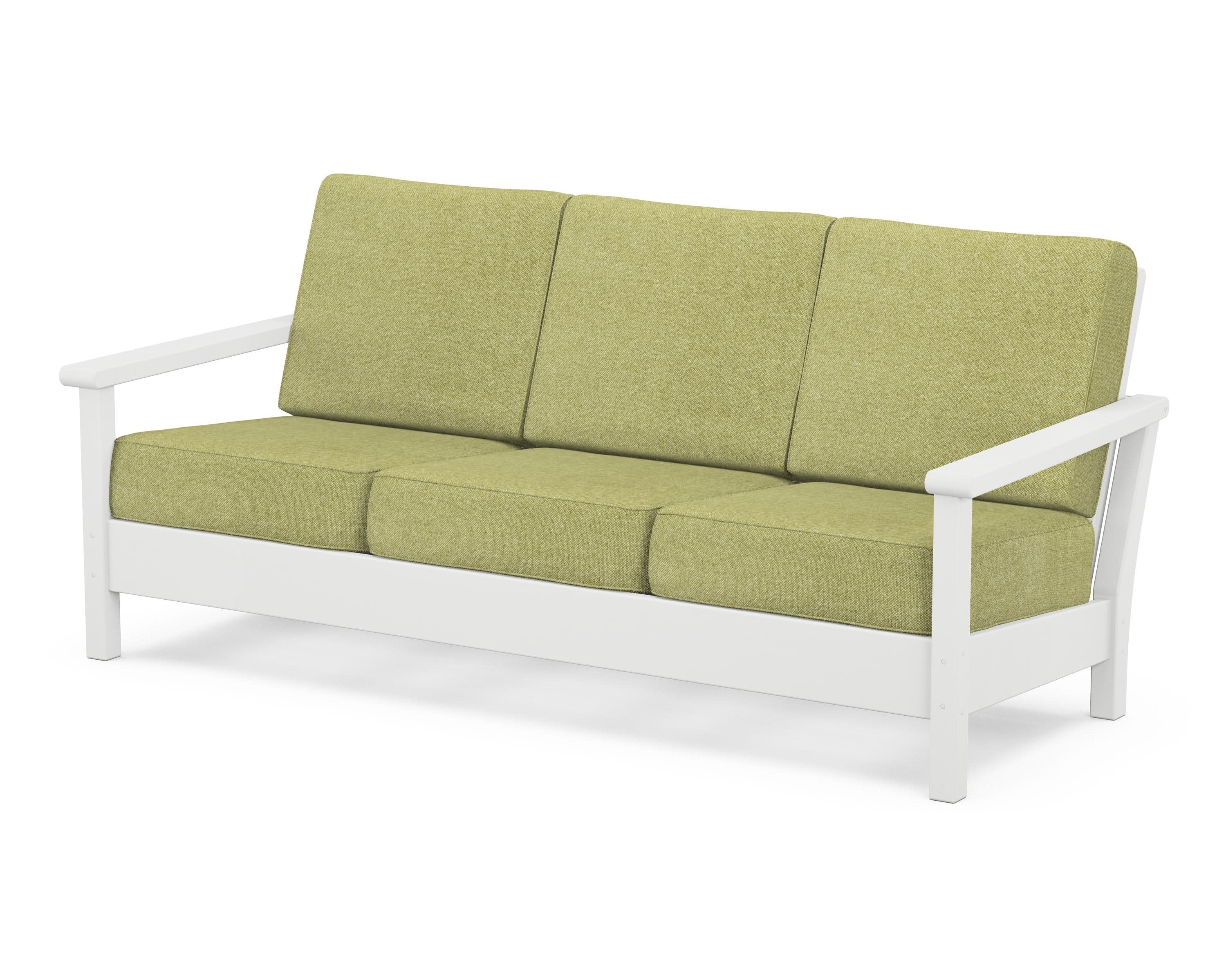 Harbour Deep Seating Sofa in White / Chartreuse Boucle