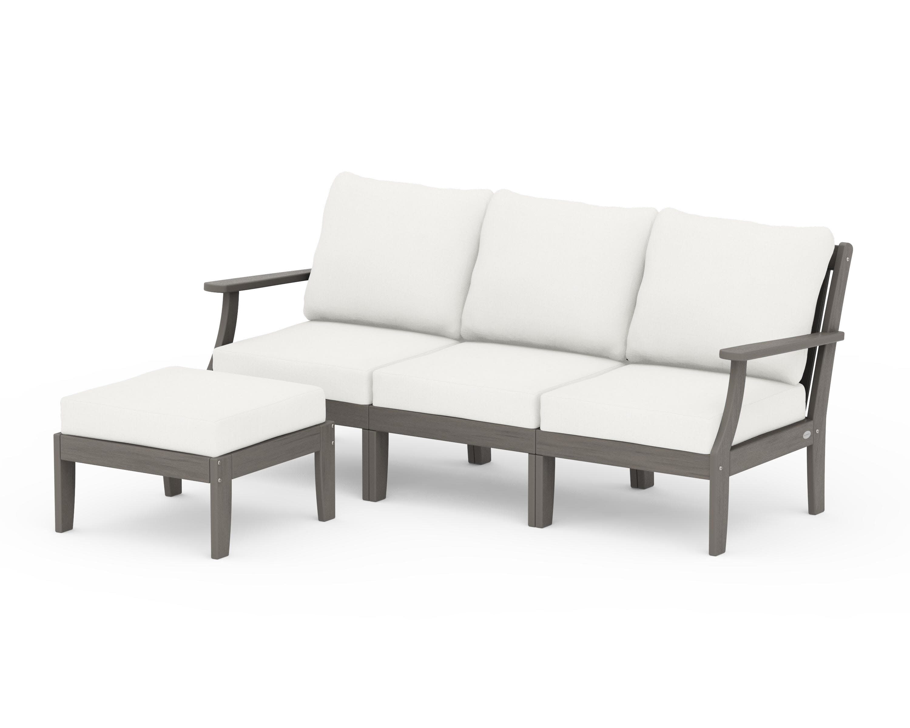 Braxton Modular 4-Piece Deep Seating Set with Ottoman in Driftwood / Natural Linen