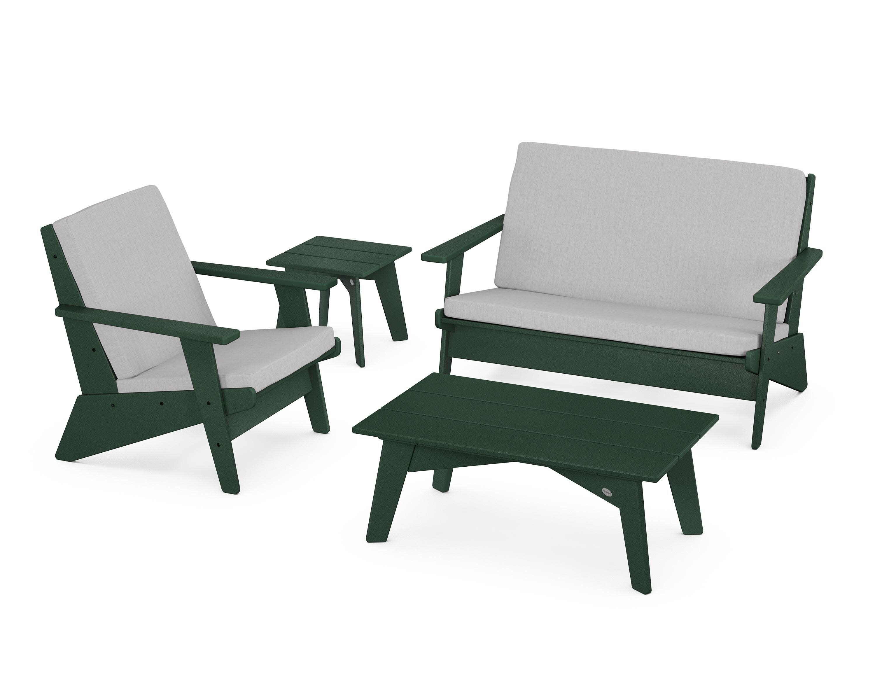 Riviera Modern Lounge 4-Piece Set in Green / Granite