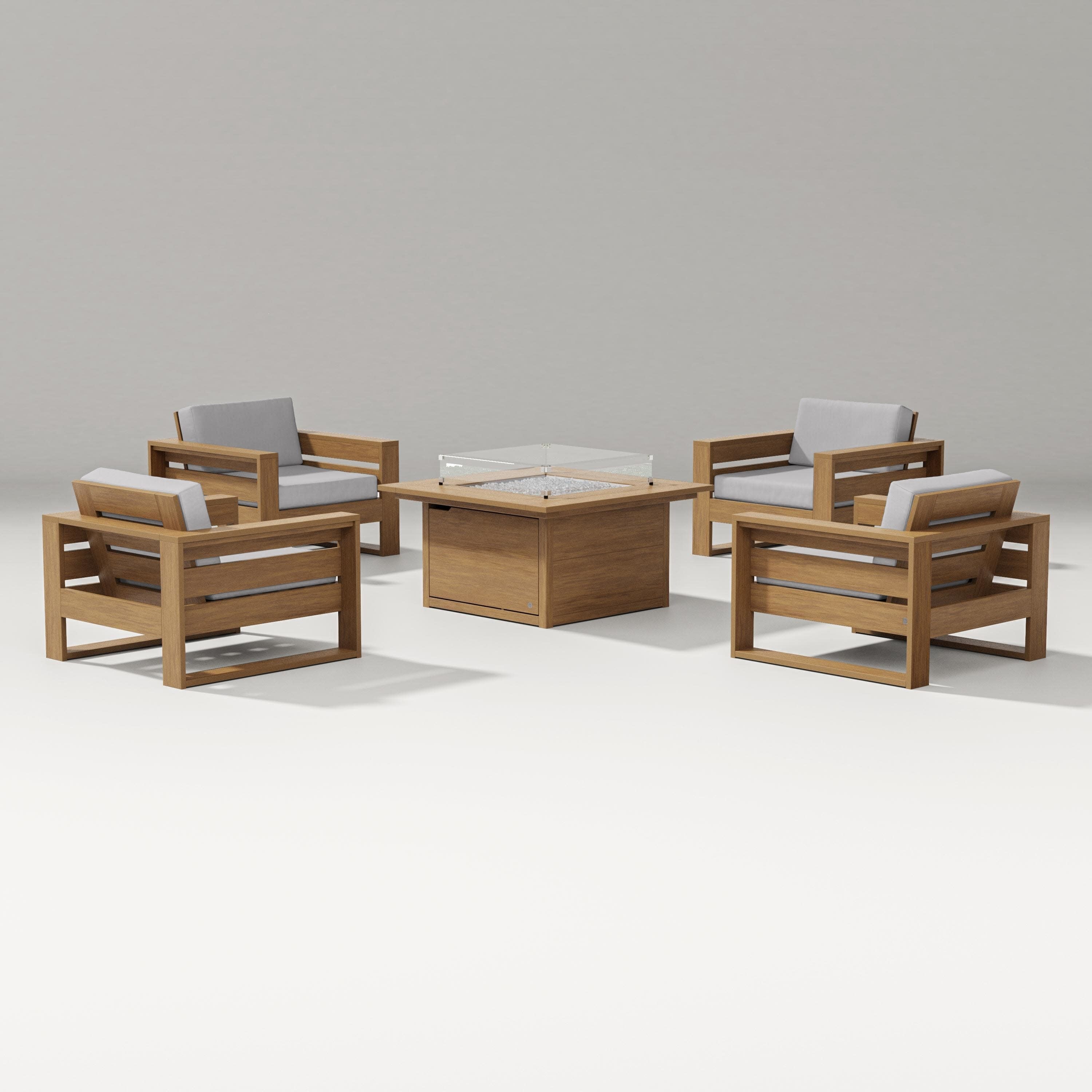 Latitude 5-Piece Lounge Fire Table Set in Natural / Granite