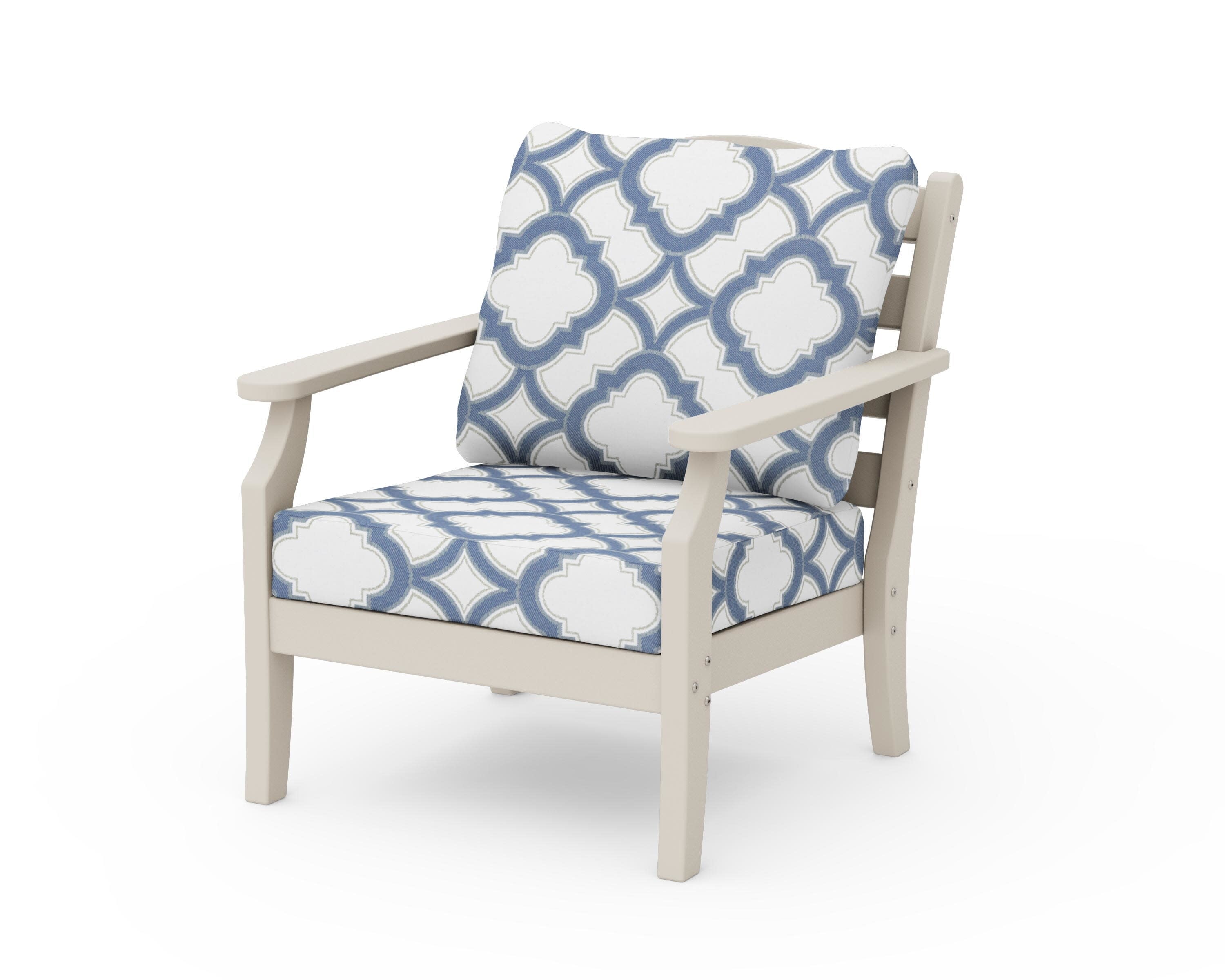 Savannah Deep Seating Chair in Sand / Trellis Sky Blue