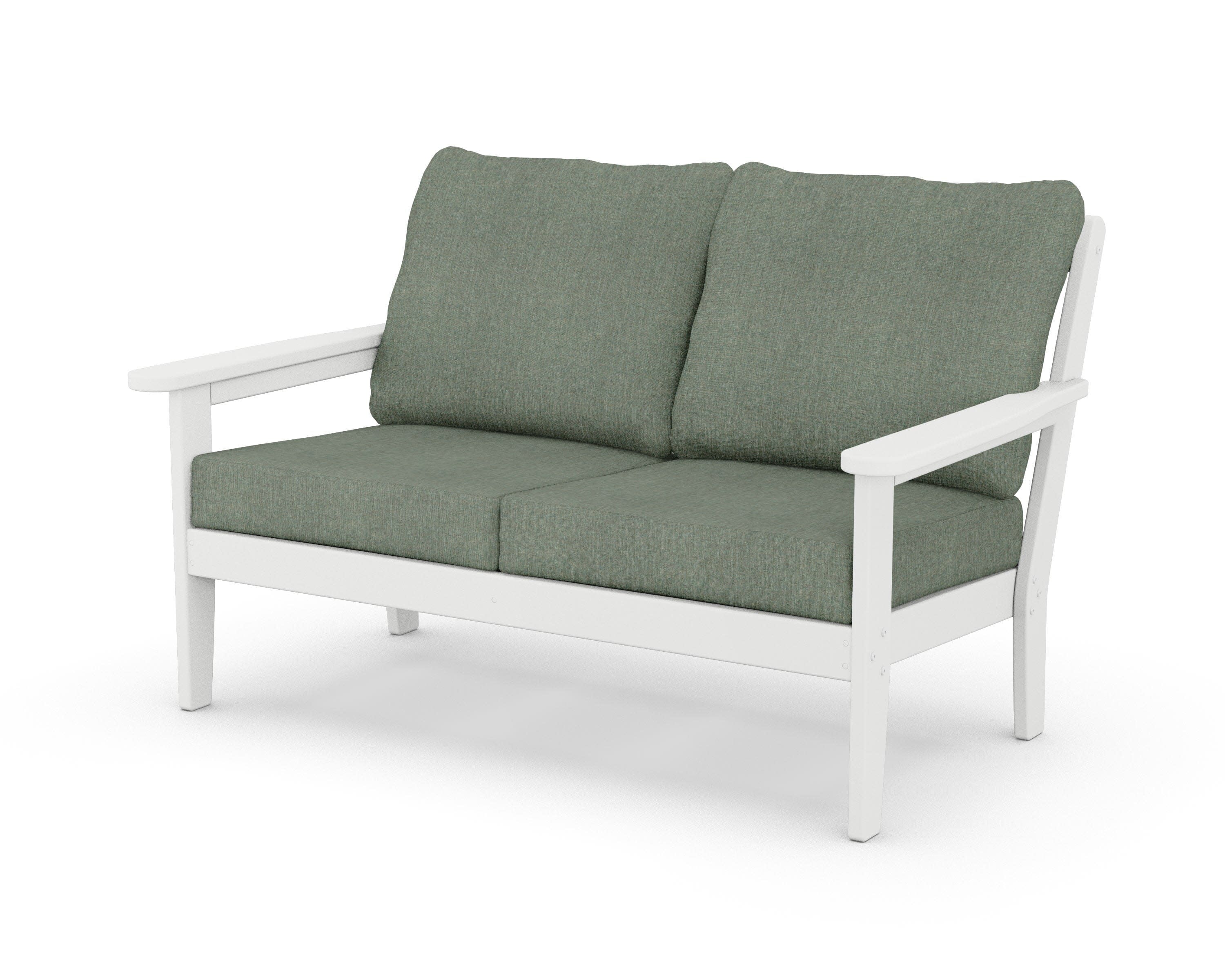 Cottage Deep Seating Loveseat in White / Cast Sage