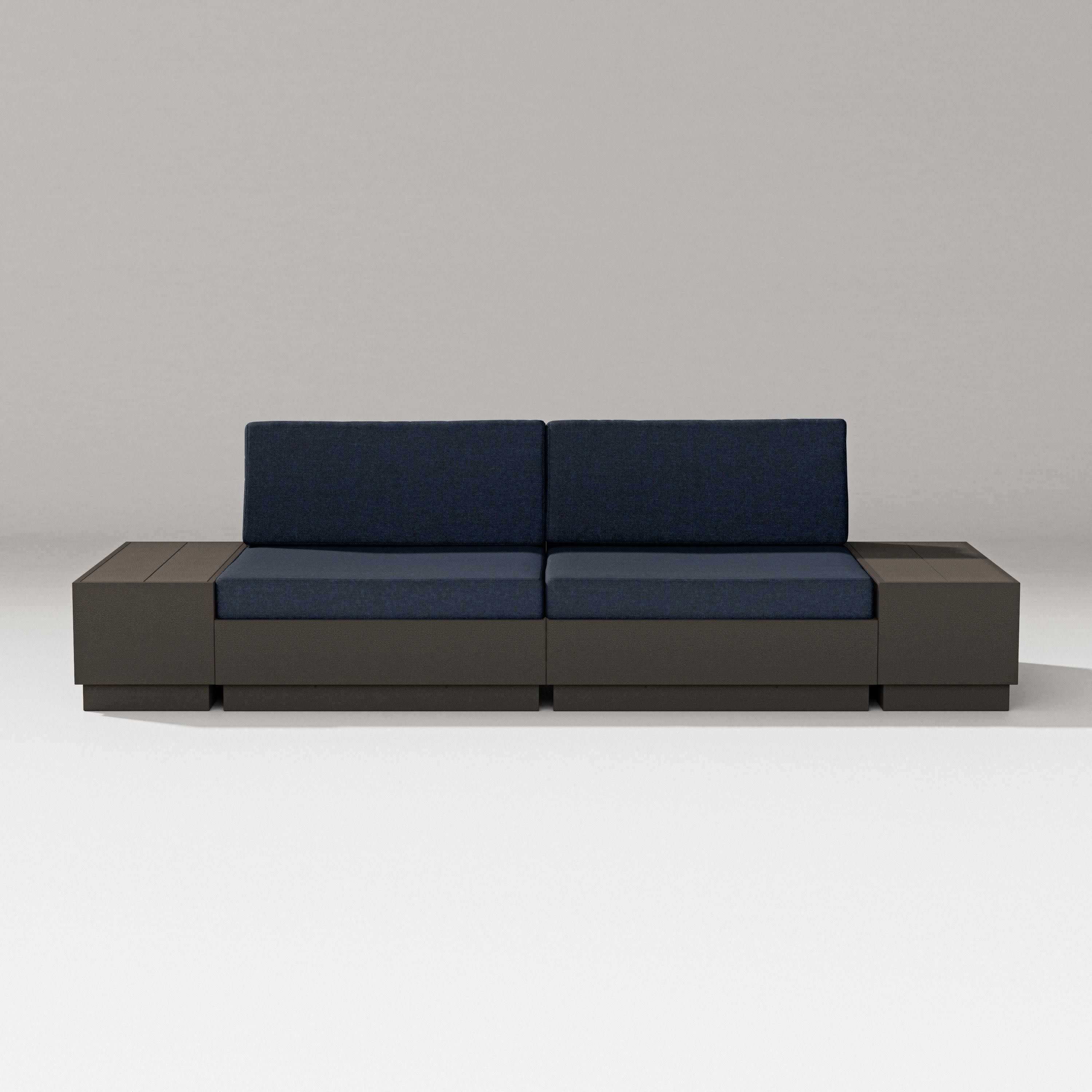 Elevate 4-Piece Loveseat Sectional in Vintage Coffee / Marine Indigo